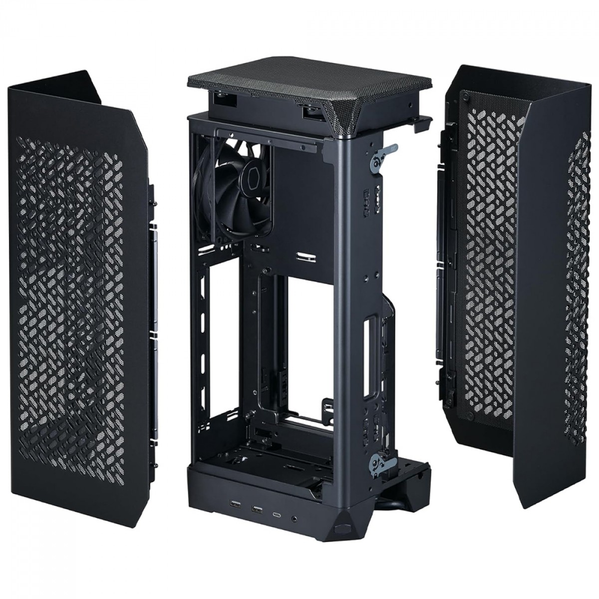 Gabinete Gamer Cooler Master Ncore 100 Air, Mini Tower, Mini ITX, Sem Fonte, Com 2 fans, Preto, NR100-KNNN-S00