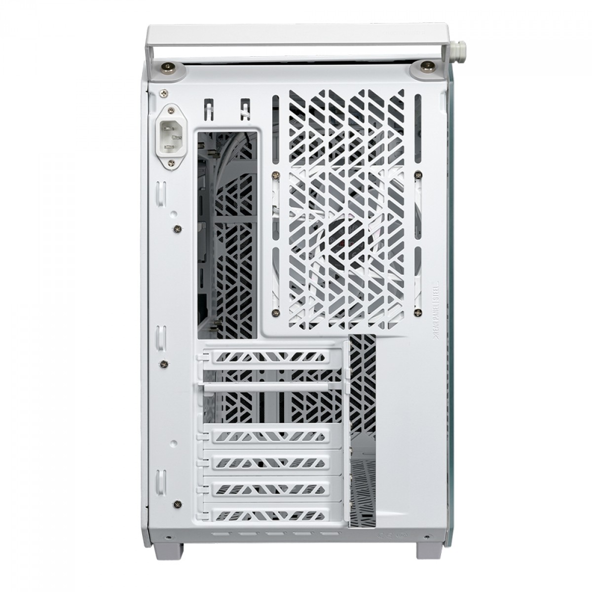 Gabinete Gamer Cooler Master Qube 500 Flatpack, Mid-Tower, Vidro Temperado, E-ATX, Branco, Sem Fonte, Com 1 Fan, Q500-WGNN-S00