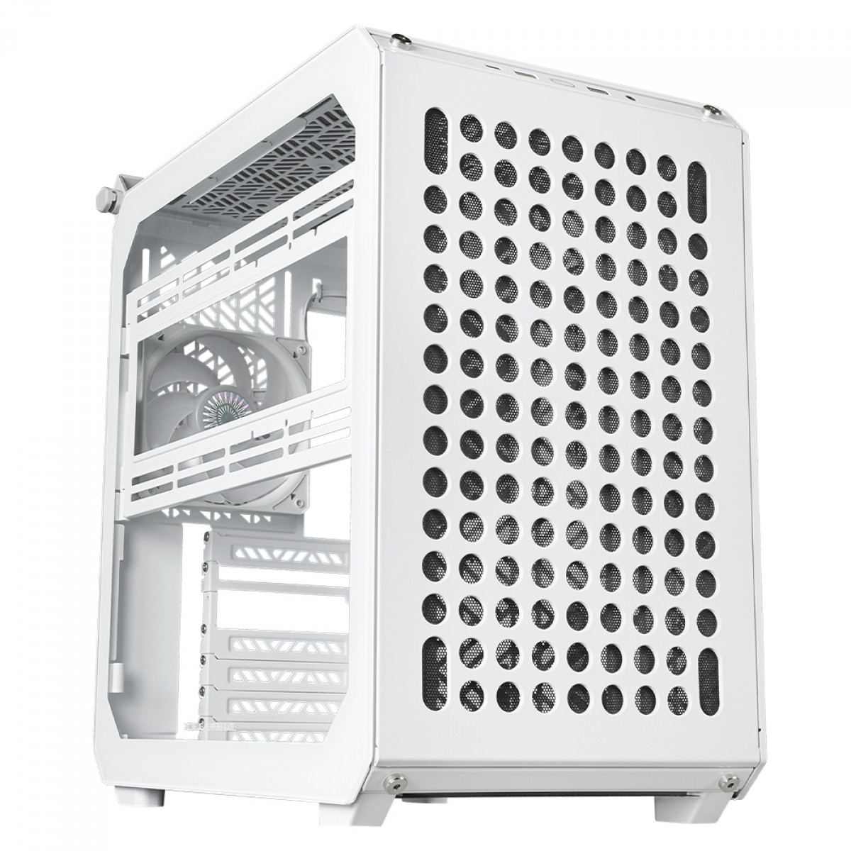Gabinete Gamer Cooler Master Qube 500 Flatpack, Mid-Tower, Vidro Temperado, E-ATX, Branco, Sem Fonte, Com 1 Fan, Q500-WGNN-S00