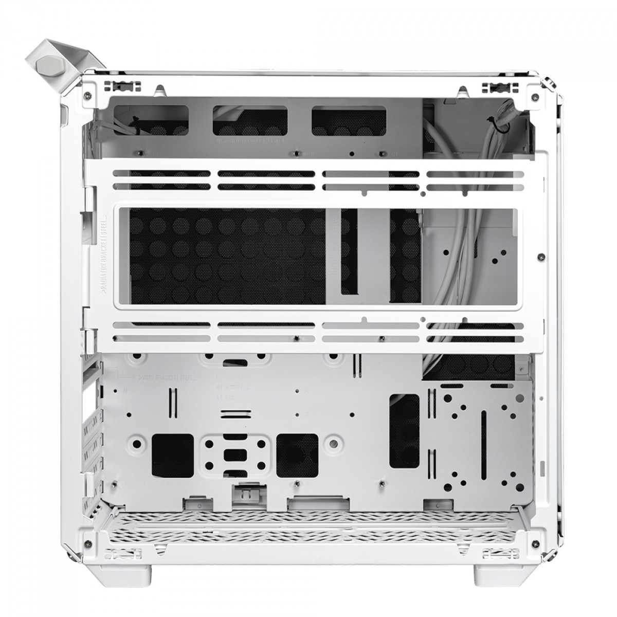 Gabinete Gamer Cooler Master Qube 500 Flatpack, Mid-Tower, Vidro Temperado, E-ATX, Branco, Sem Fonte, Com 1 Fan, Q500-WGNN-S00