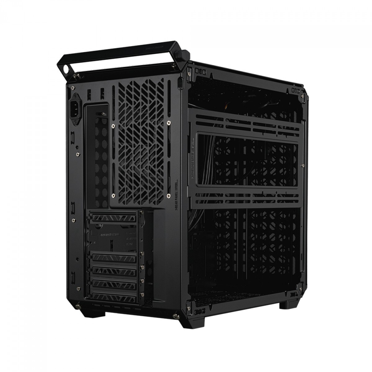 Gabinete Gamer Cooler Master Qube 500 Flatpack, Mid-Tower, Vidro Temperado, E-ATX, Preto, Sem Fonte, Com 1 Fan, Q500-KGNN-S00