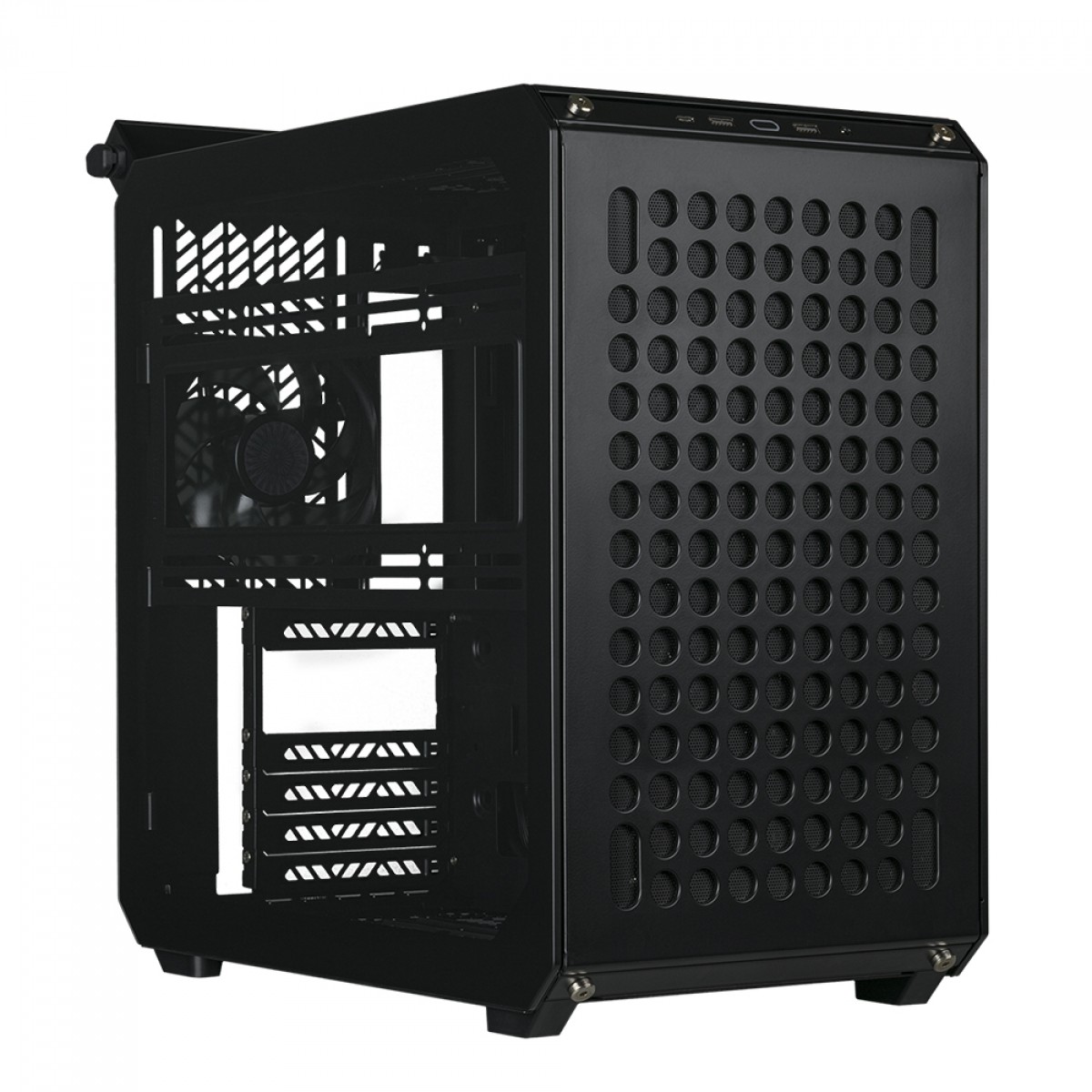 Gabinete Gamer Cooler Master Qube 500 Flatpack, Mid-Tower, Vidro Temperado, E-ATX, Preto, Sem Fonte, Com 1 Fan, Q500-KGNN-S00