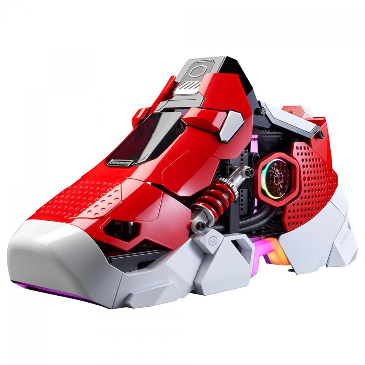 Gabinete Gamer Cooler Master Sneaker X Red, Mini Tower, Mini ITX, Fonte SFX850W, Water Cooler Flux 360mm, Cabo Riser PCI-E, 1 Fan MF120 Halo, ABK-SXNN-S38L3-R1