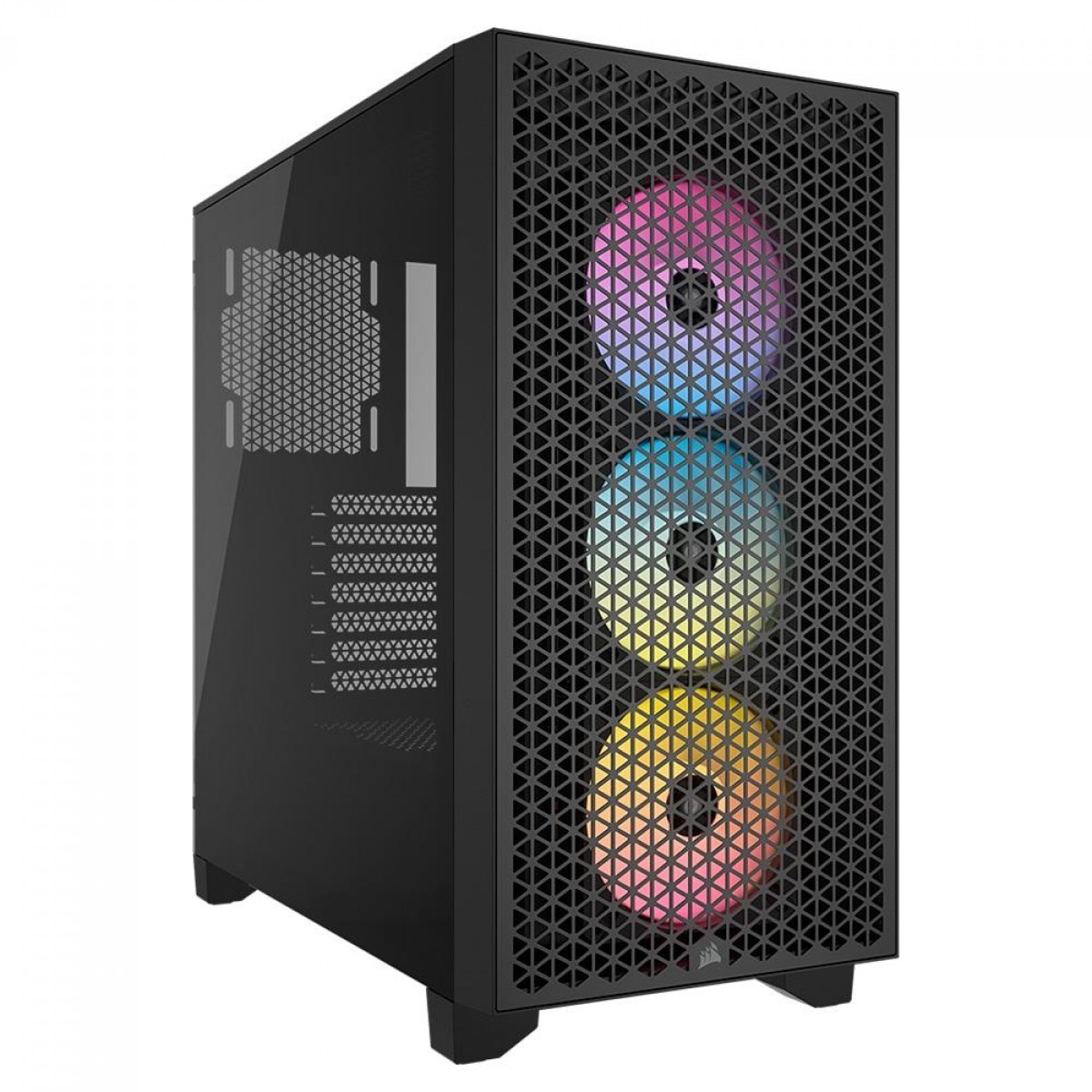 Gabinete Gamer Corsair 3000D Airflow, RGB, Mid Tower, Vidro Temperado, ATX, Black, Sem Fonte, Com 3 Fans, CC-9011255-WW