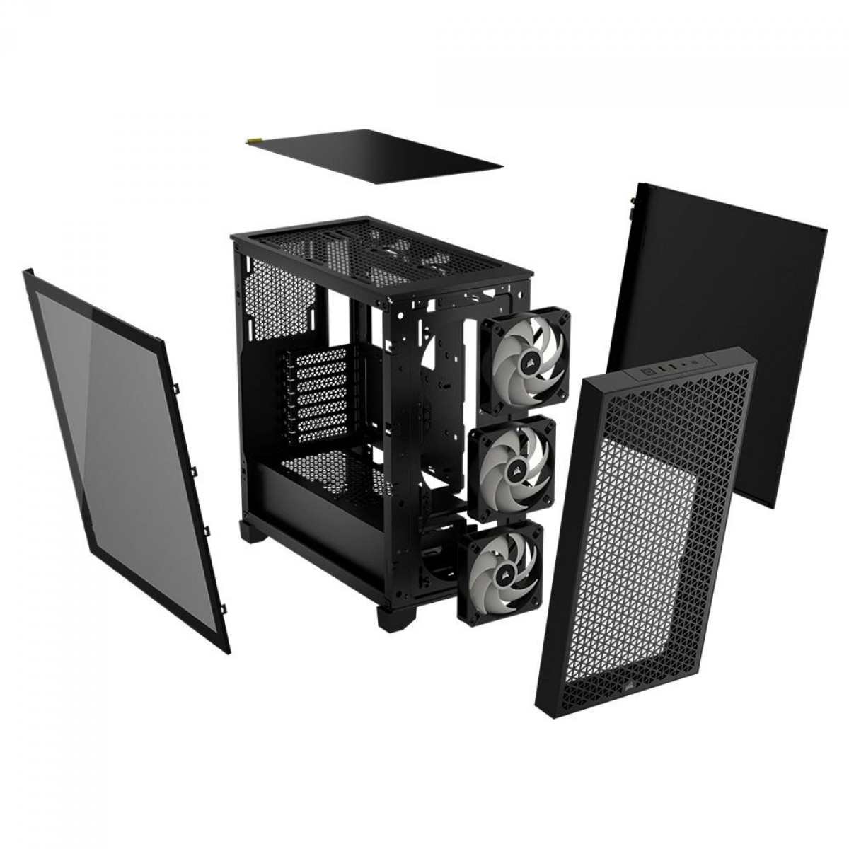 Gabinete Gamer Corsair 3000D Airflow, RGB, Mid Tower, Vidro Temperado, ATX, Black, Sem Fonte, Com 3 Fans, CC-9011255-WW