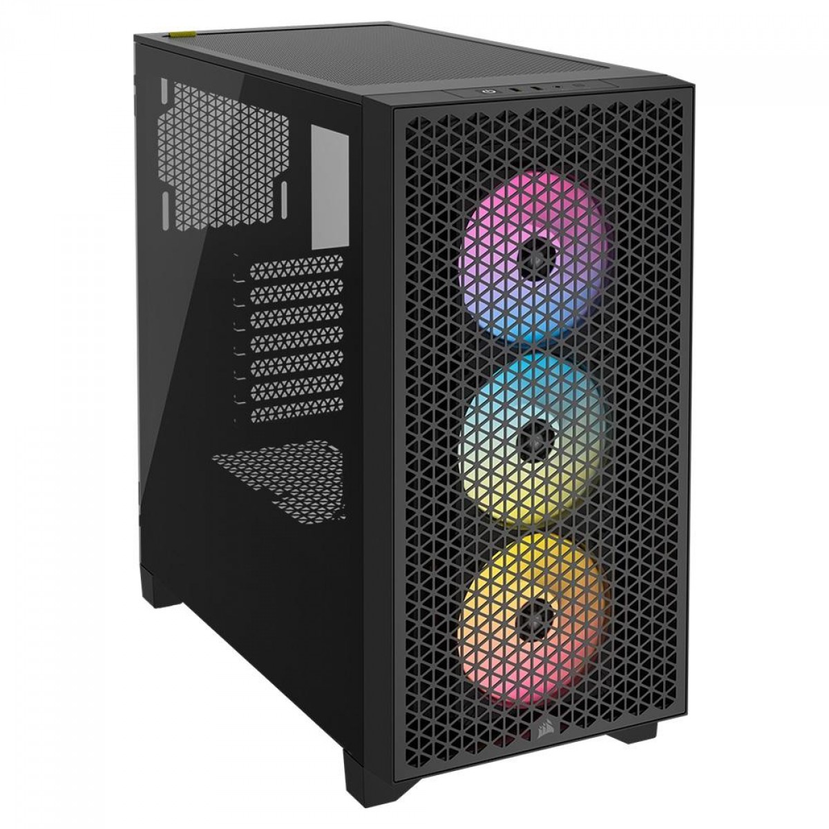 Gabinete Gamer Corsair 3000D Airflow, RGB, Mid Tower, Vidro Temperado, ATX, Black, Sem Fonte, Com 3 Fans, CC-9011255-WW