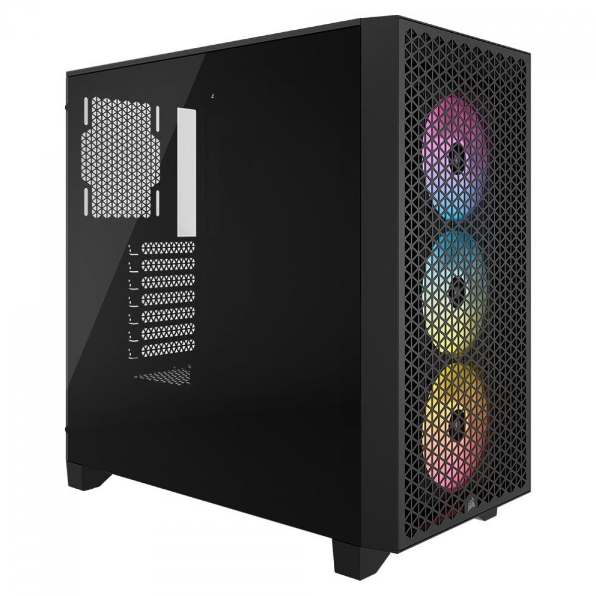 Gabinete Gamer Corsair 3000D Airflow, RGB, Mid Tower, Vidro Temperado, ATX, Black, Sem Fonte, Com 3 Fans, CC-9011255-WW