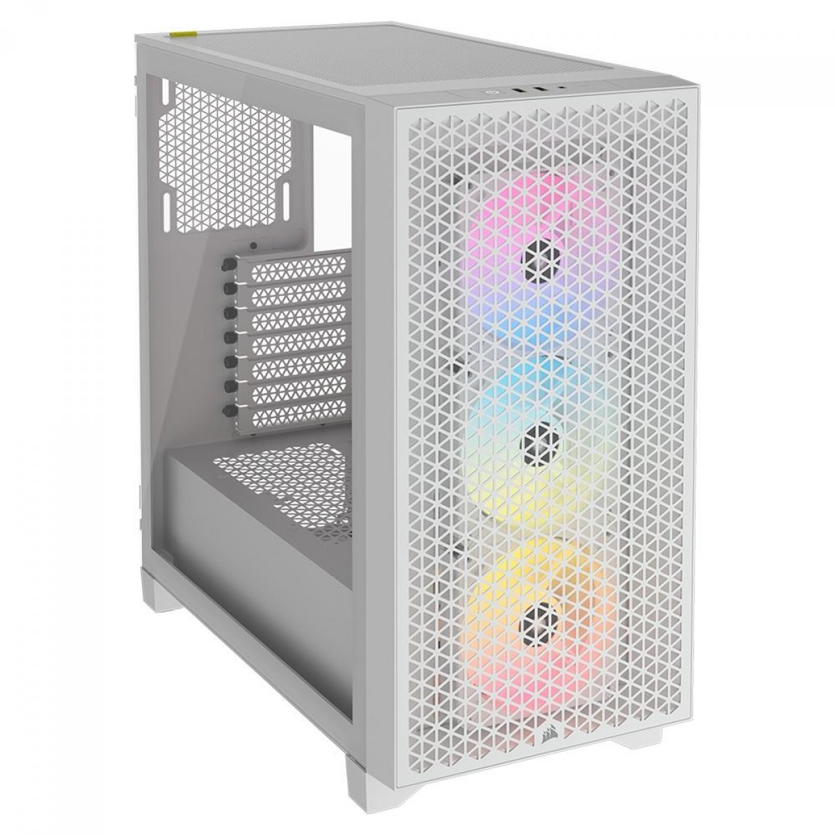 Gabinete Gamer Corsair 3000D Airflow, RGB, Mid Tower, Vidro Temperado, ATX, White, Sem Fonte, Com 3 Fans, CC-9011256-WW