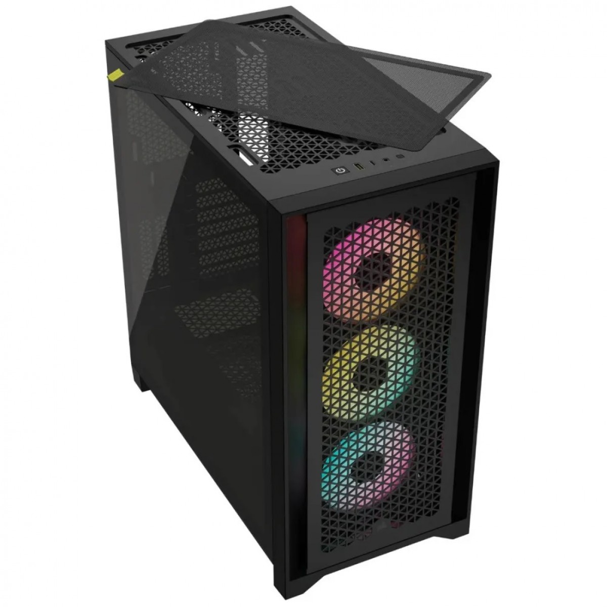 Gabinete Gamer Corsair 4000D Airflow, RGB, Mid Tower, Vidro Temperado, ATX, Black, Sem Fonte, Com 3 Fans, CC-9011240-WW
