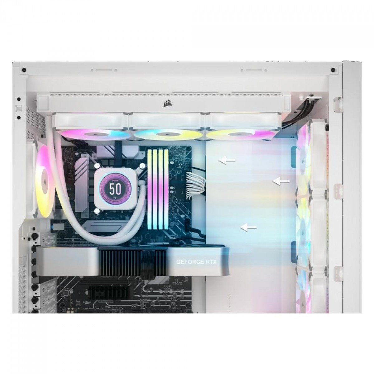 Gabinete Gamer Corsair 4000D Airflow, RGB, Mid Tower, Vidro Temperado, ATX, White, Sem Fonte, Com 3 Fans, CC-9011241-WW