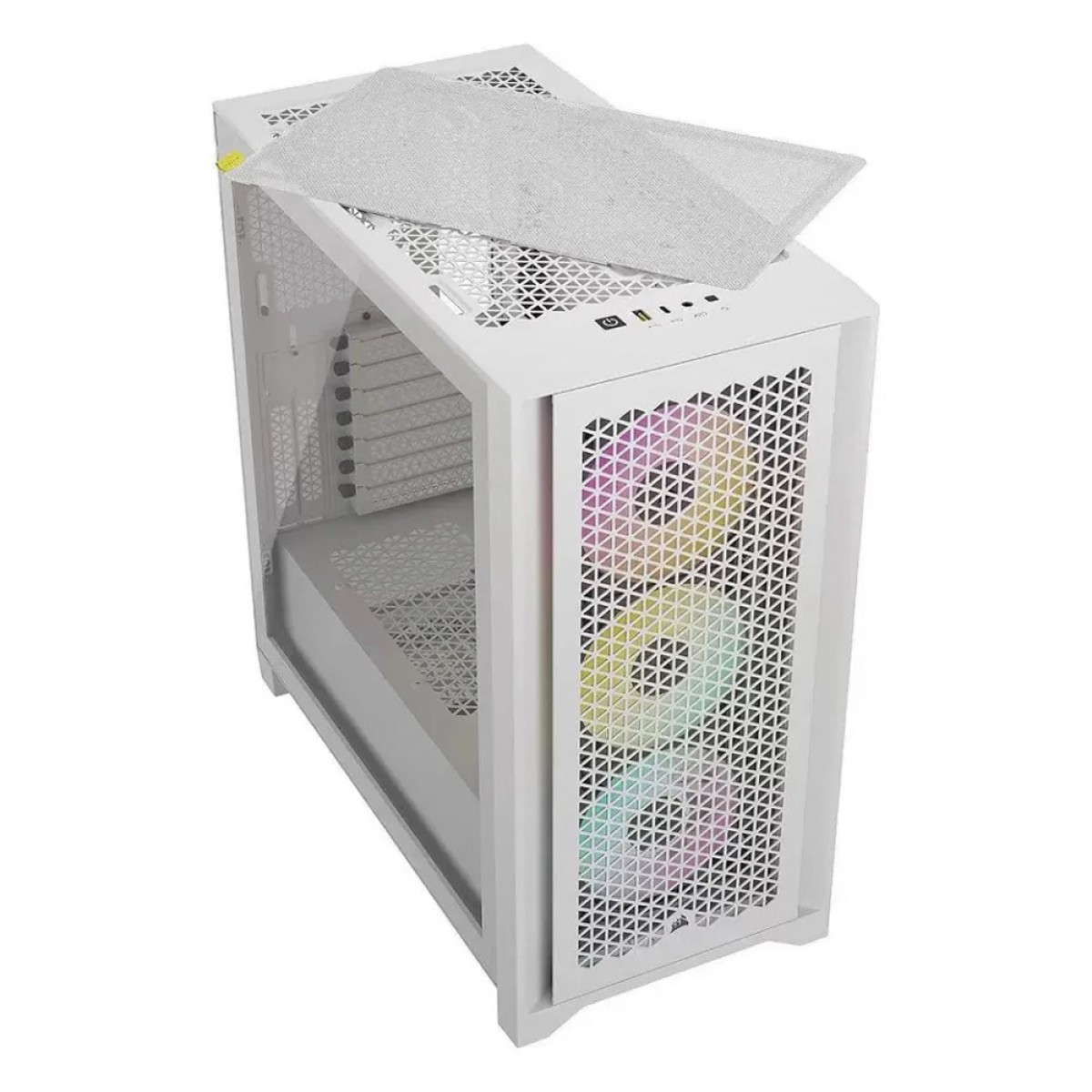 Gabinete Gamer Corsair 4000D Airflow, RGB, Mid Tower, Vidro Temperado, ATX, White, Sem Fonte, Com 3 Fans, CC-9011241-WW