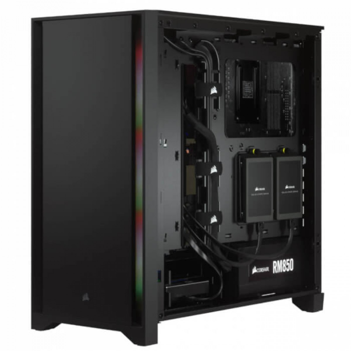 Gabinete Gamer Corsair 4000D, Mid Tower, Vidro Temperado, ATX, Black, Sem Fonte, Com 2 fans, CC-9011198-WW