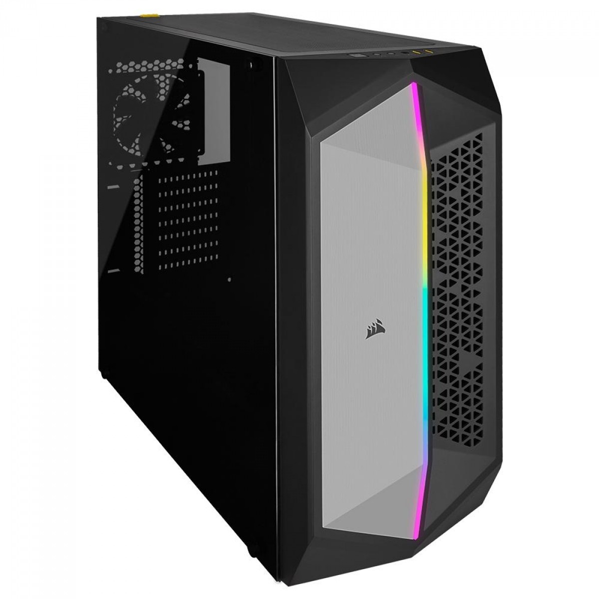 Gabinete Gamer Corsair 470T RGB, Mid Tower, Vidro Temperado, Black, E-ATX, Sem Fonte, Com 1 Fan, CC-9011215-WW