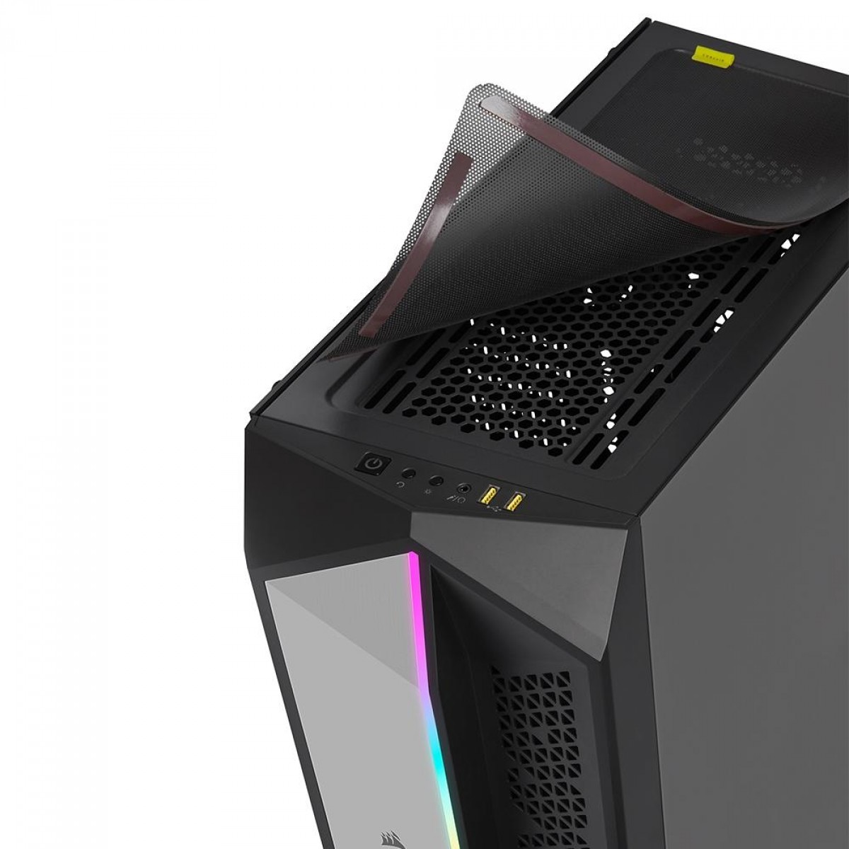 Gabinete Gamer Corsair 470T RGB, Mid Tower, Vidro Temperado, Black, E-ATX, Sem Fonte, Com 1 Fan, CC-9011215-WW