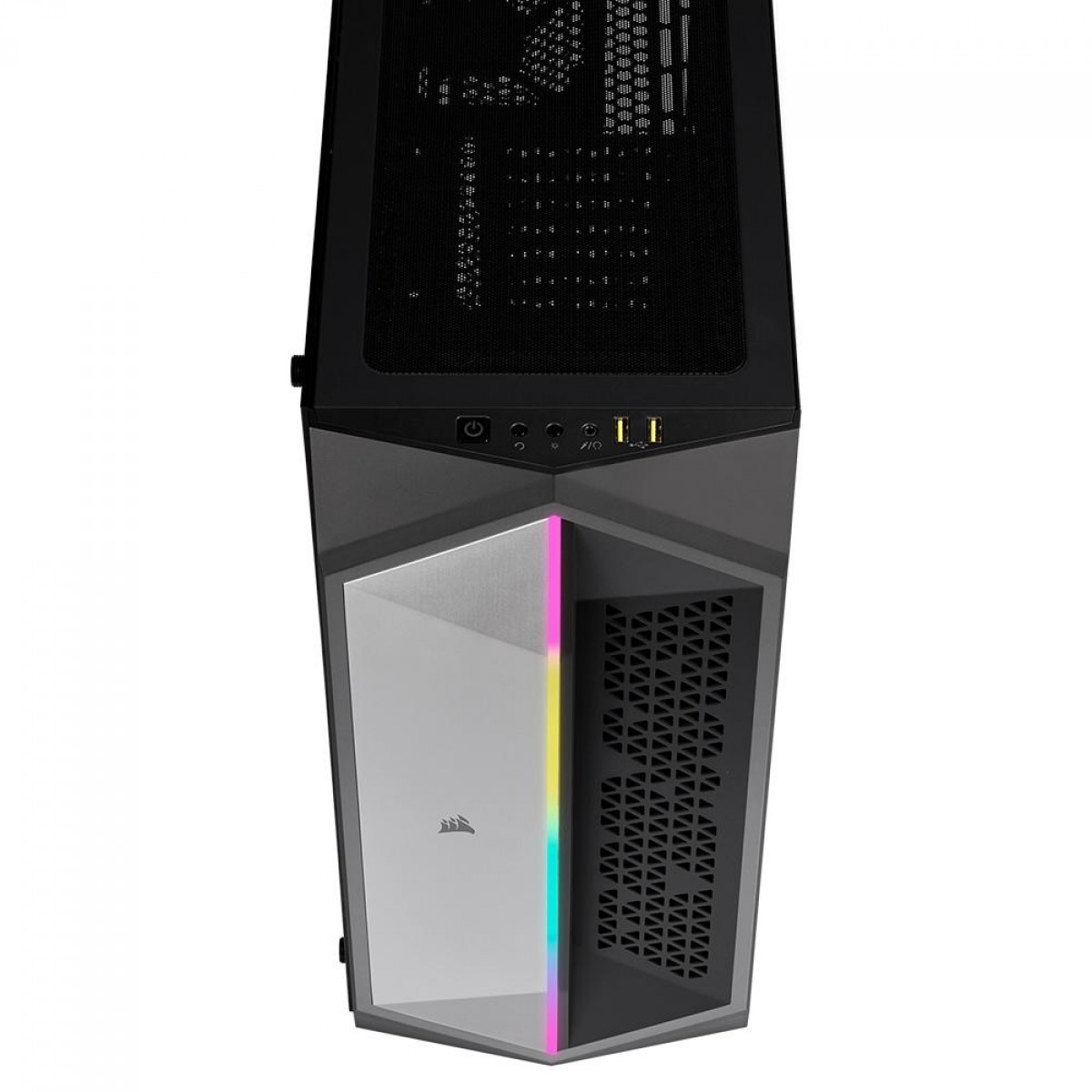 Gabinete Gamer Corsair 470T RGB, Mid Tower, Vidro Temperado, Black, E-ATX, Sem Fonte, Com 1 Fan, CC-9011215-WW