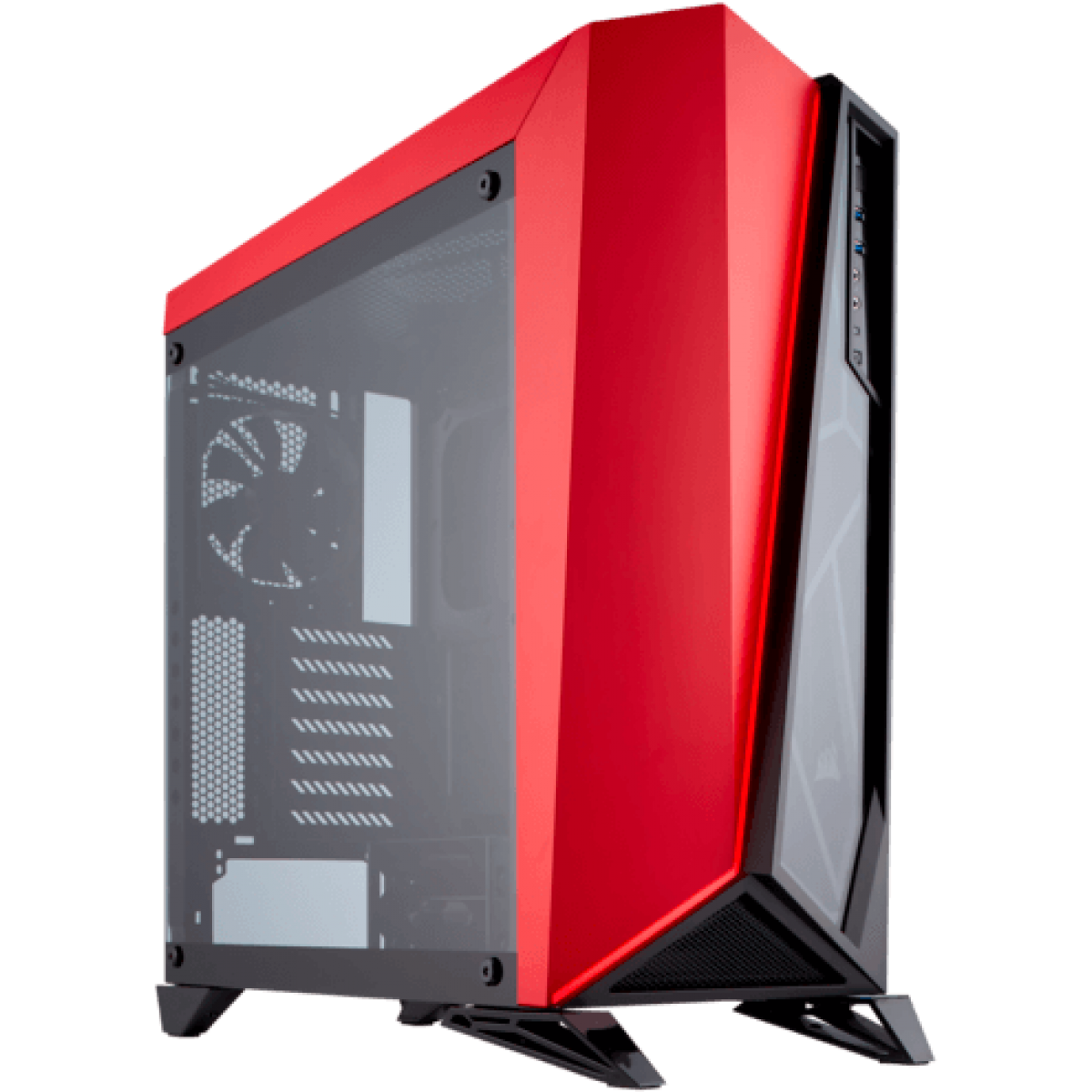 Gabinete Gamer Corsair Carbide Spec-Omega, Mid Tower, Com 2 Fans, Vidro Temperado, Black-Red, Sem Fonte, CC-9011120-WW