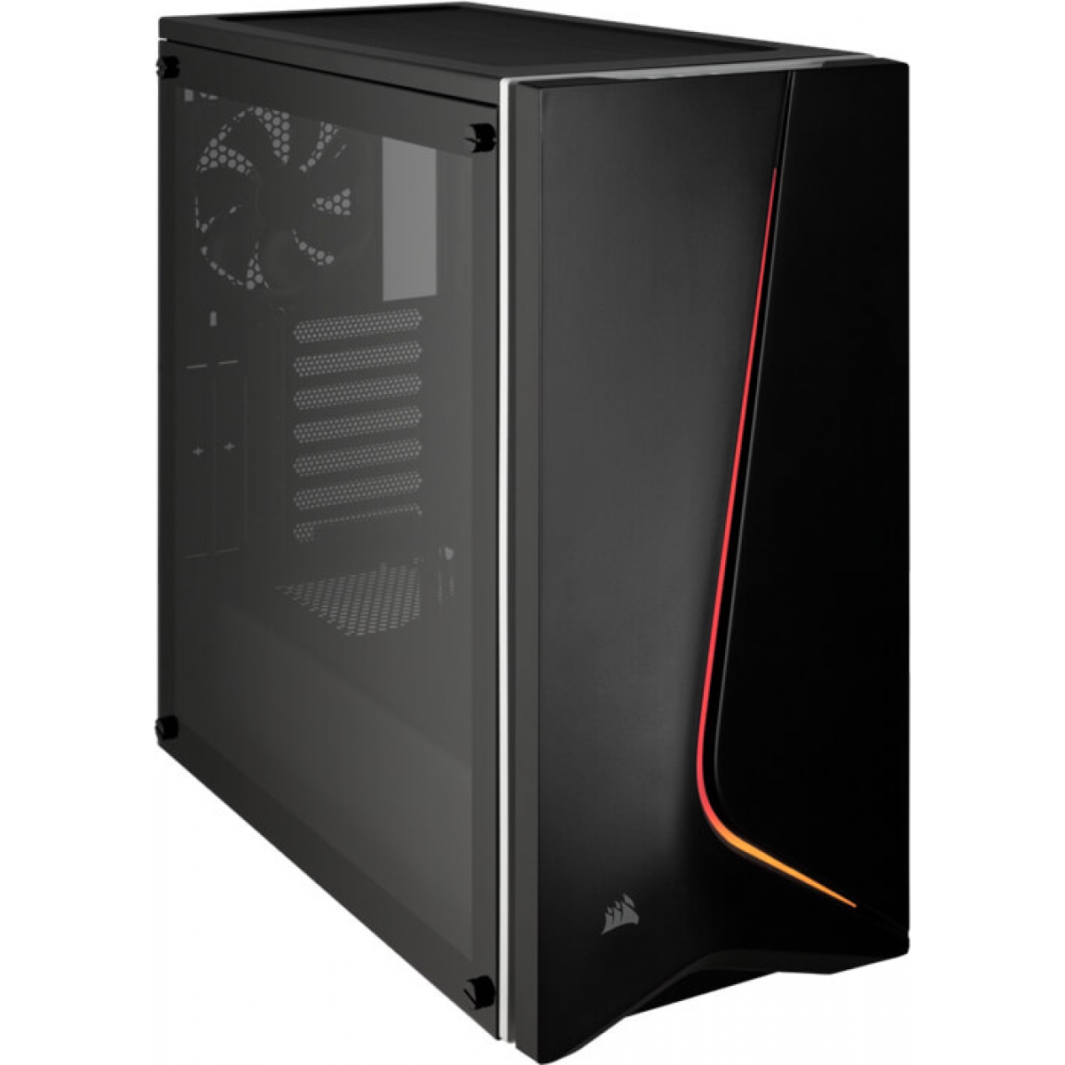 Gabinete Gamer Corsair, Carbide SPEC-06 RGB, Mid Tower, Vidro temperado, Black, Sem Fonte, Com 2 Fans, CC-9011146-WW