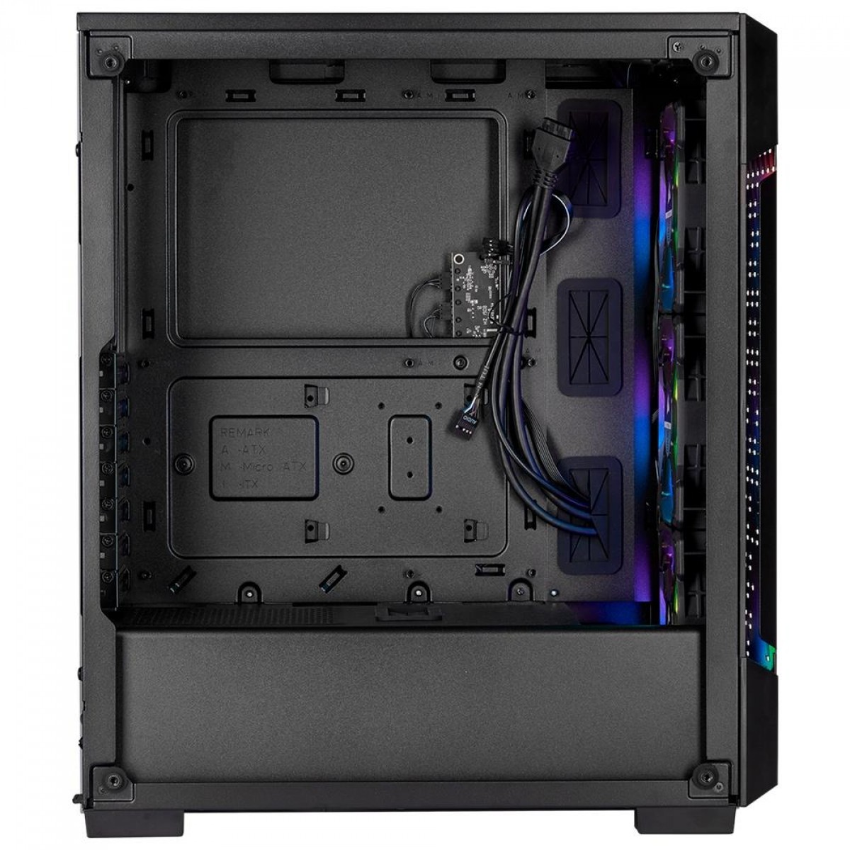 Gabinete Gamer Corsair, Icue 220T AirFlow, Mid Tower, Vidro Temperado, ATX, Black, CC-9011173-WW, Sem Fonte, Com 3 Fans