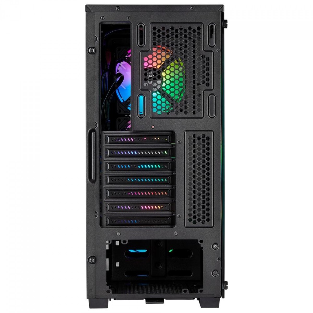 Gabinete Gamer Corsair, Icue 220T AirFlow, Mid Tower, Vidro Temperado, ATX, Black, CC-9011173-WW, Sem Fonte, Com 3 Fans