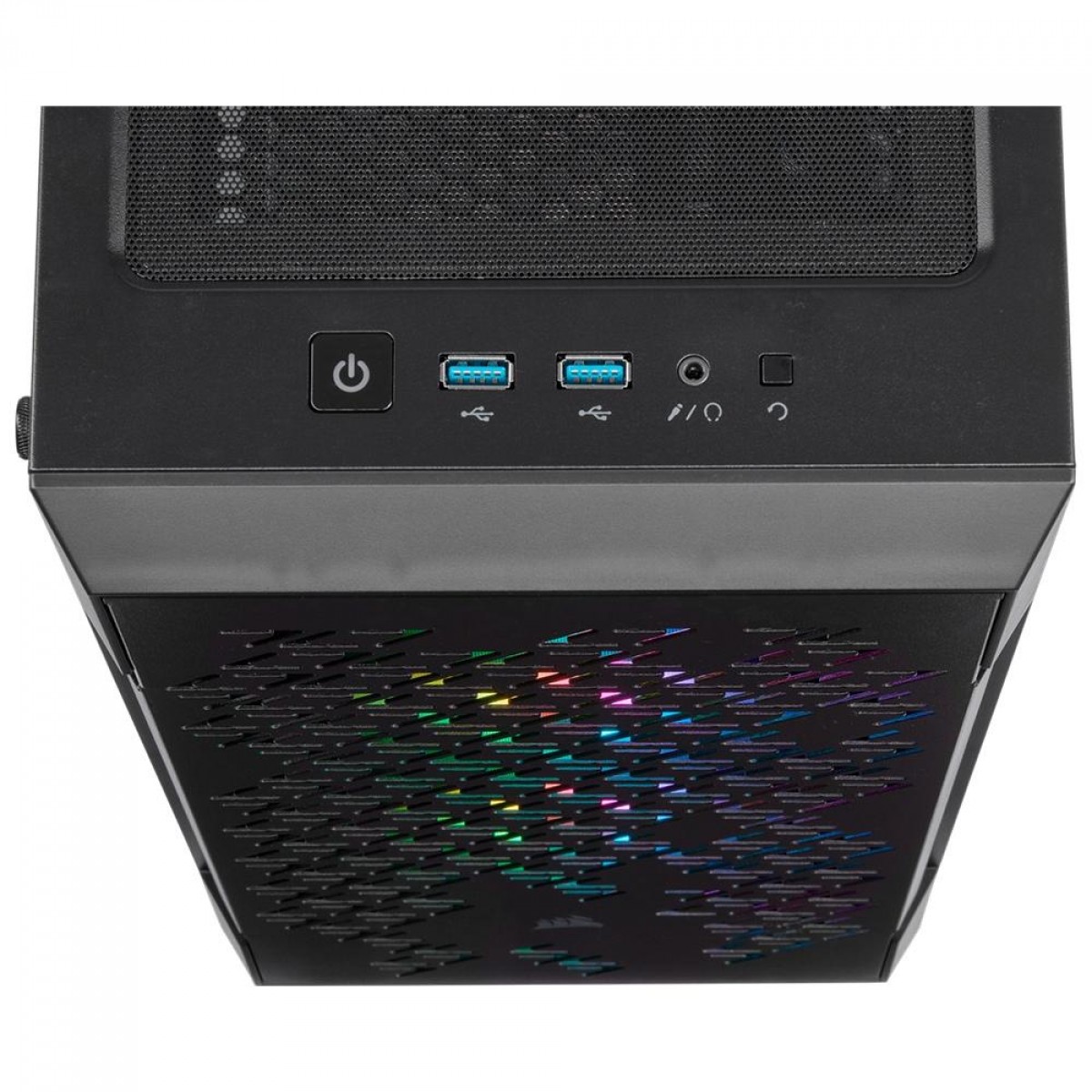 Gabinete Gamer Corsair, Icue 220T AirFlow, Mid Tower, Vidro Temperado, ATX, Black, CC-9011173-WW, Sem Fonte, Com 3 Fans