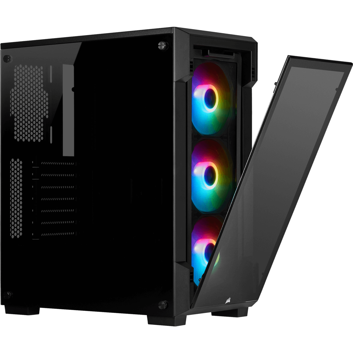 Gabinete Gamer Corsair iCue 220T, Mid Tower, Com 3 Fans, Vidro Temperado, Black, Sem Fonte, CC-9011190-WW