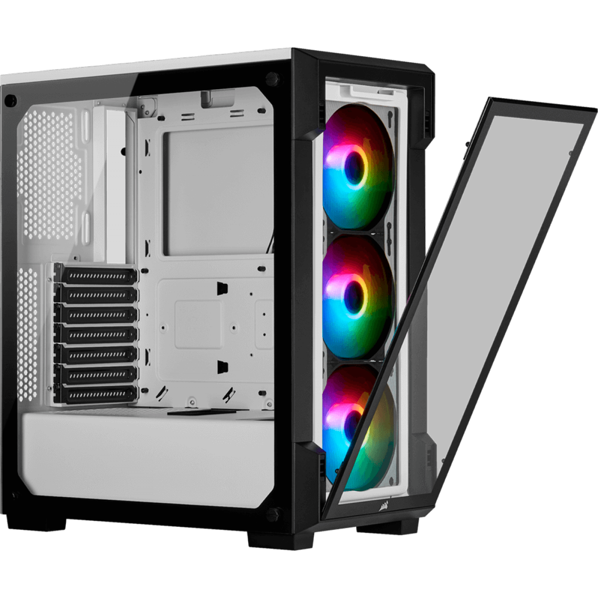 Gabinete Gamer Corsair, iCue 220T, Mid Tower, Vidro Temperado, White, Sem Fonte, Com 3 Fans, CC-9011191-WW