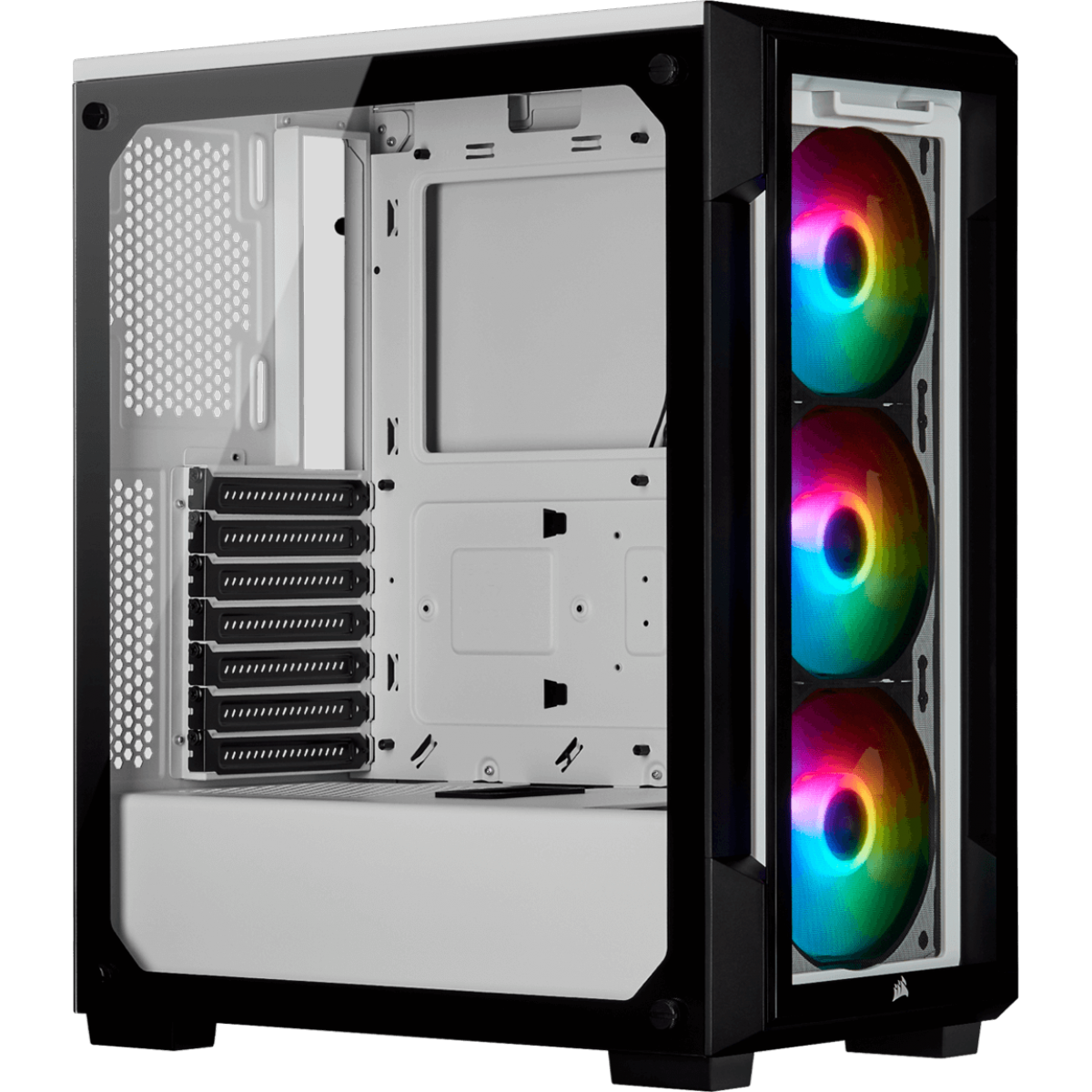Gabinete Gamer Corsair, iCue 220T, Mid Tower, Vidro Temperado, White, Sem Fonte, Com 3 Fans, CC-9011191-WW