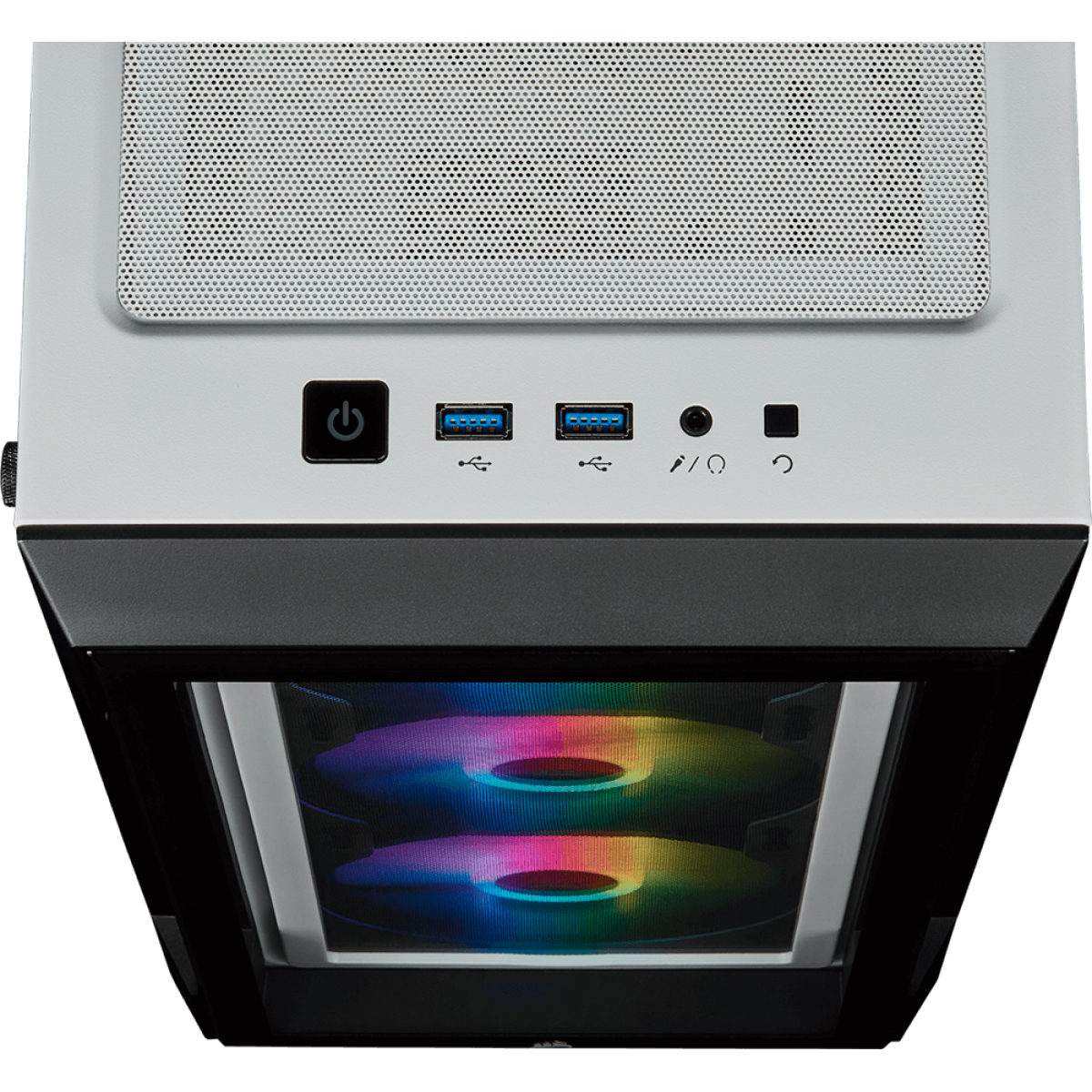 Gabinete Gamer Corsair, iCue 220T, Mid Tower, Vidro Temperado, White, Sem Fonte, Com 3 Fans, CC-9011191-WW