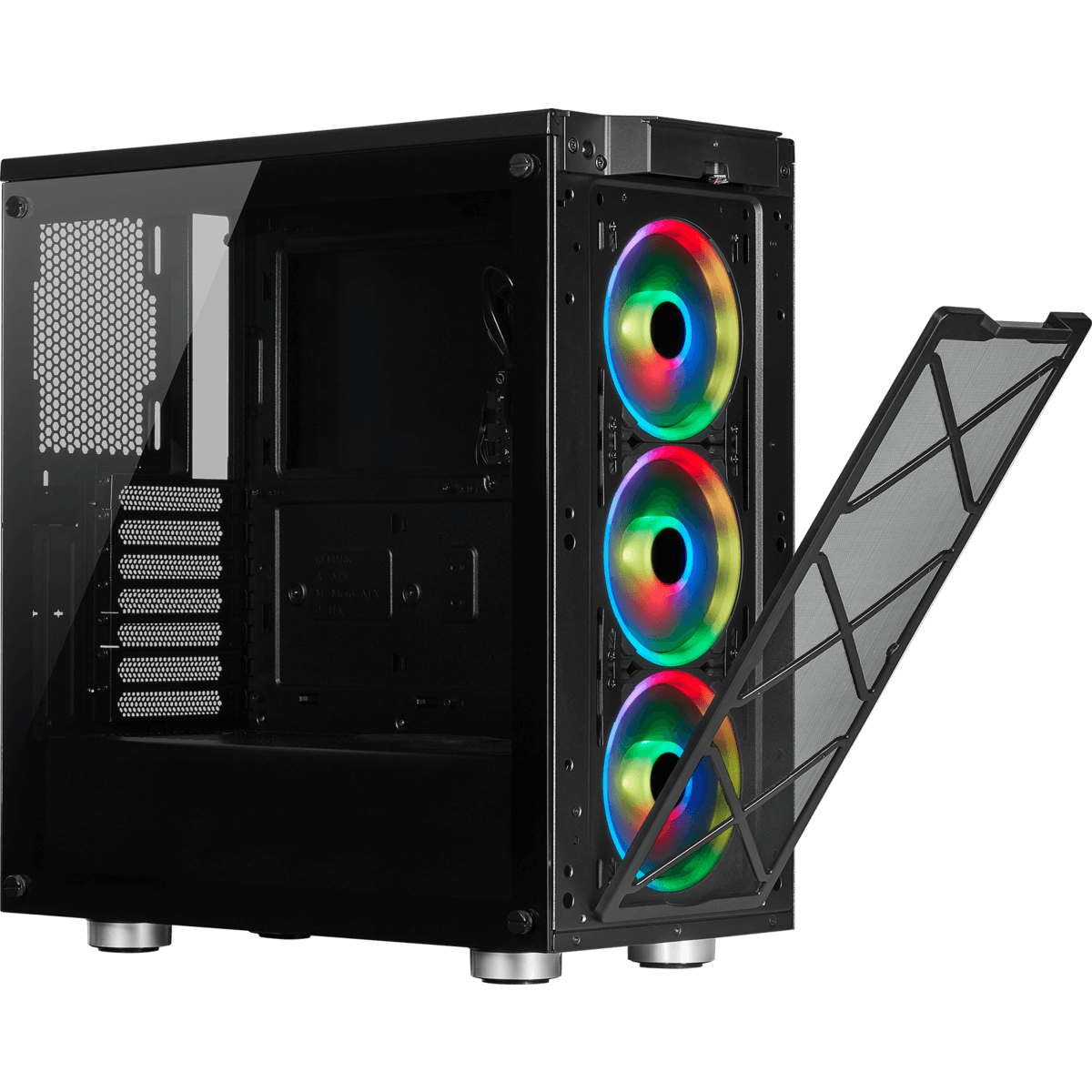 Gabinete Gamer Corsair iCue 465X, Mid Tower, Com 3 Fans, Vidro Temperado, Black, Sem Fonte, CC-9011188-WW