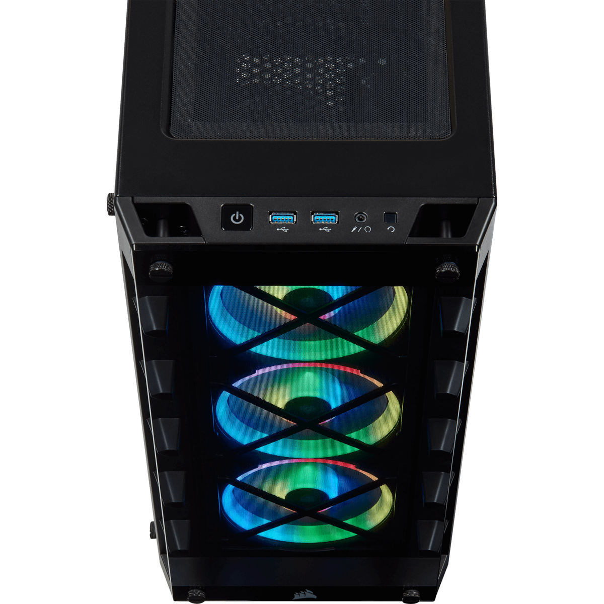 Gabinete Gamer Corsair iCue 465X, Mid Tower, Com 3 Fans, Vidro Temperado, Black, Sem Fonte, CC-9011188-WW