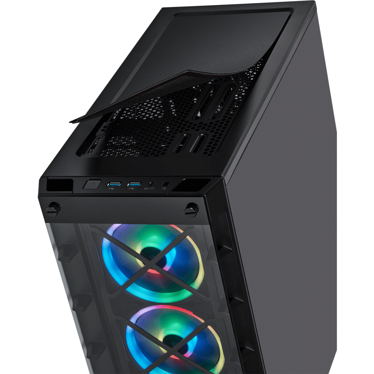 Gabinete Gamer Corsair iCue 465X, Mid Tower, Com 3 Fans, Vidro Temperado, Black, Sem Fonte, CC-9011188-WW