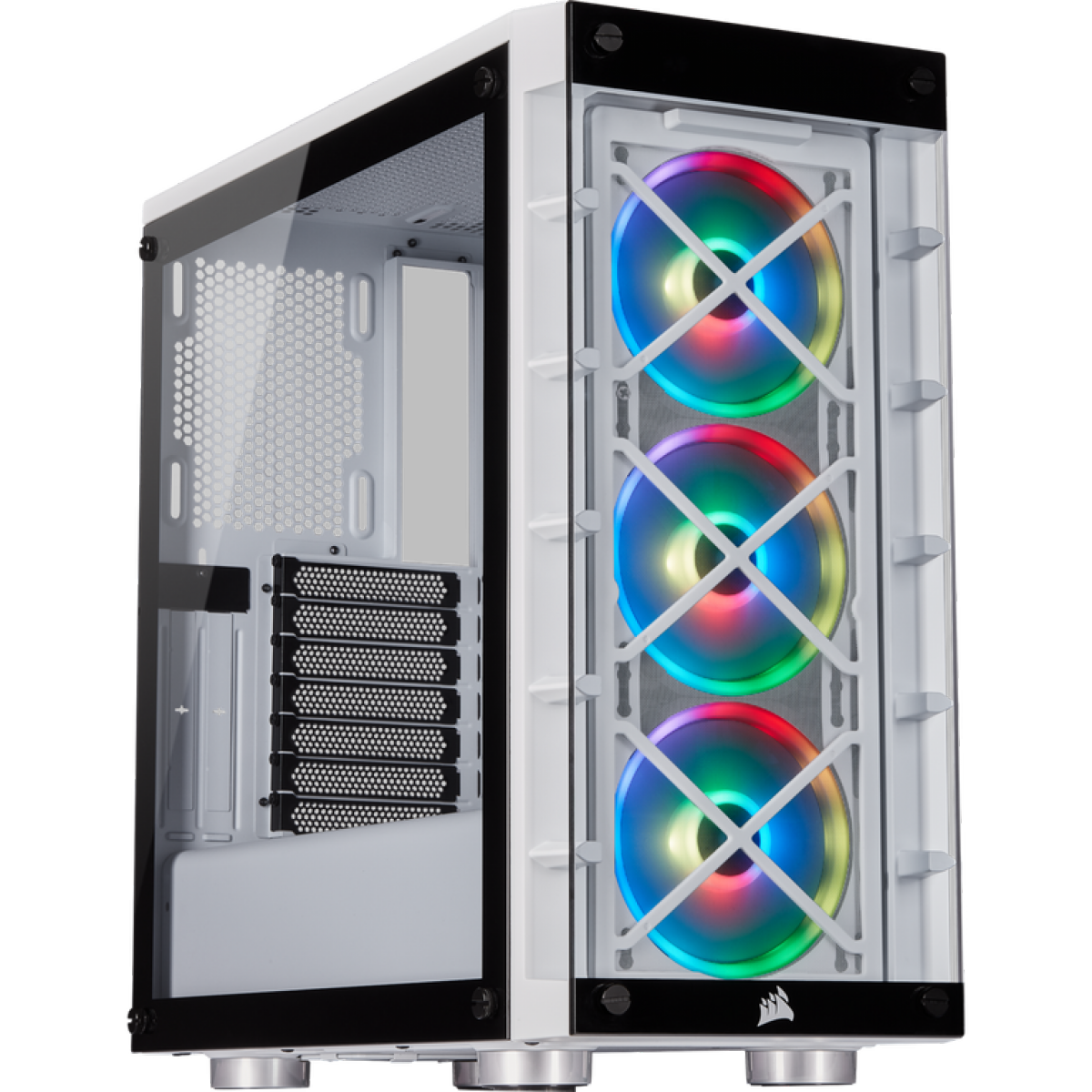 Gabinete Gamer Corsair, iCue 465X RGB, Mid Tower, Vidro Temperado, ATX, White, CC-9011189-WW, Sem Fonte, Com 3 Fans, CC-9011189-WW