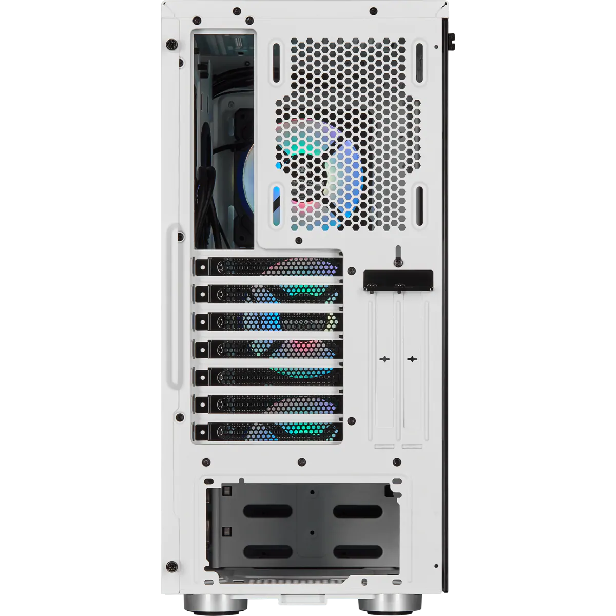 Gabinete Gamer Corsair, iCue 465X RGB, Mid Tower, Vidro Temperado, ATX, White, CC-9011189-WW, Sem Fonte, Com 3 Fans, CC-9011189-WW