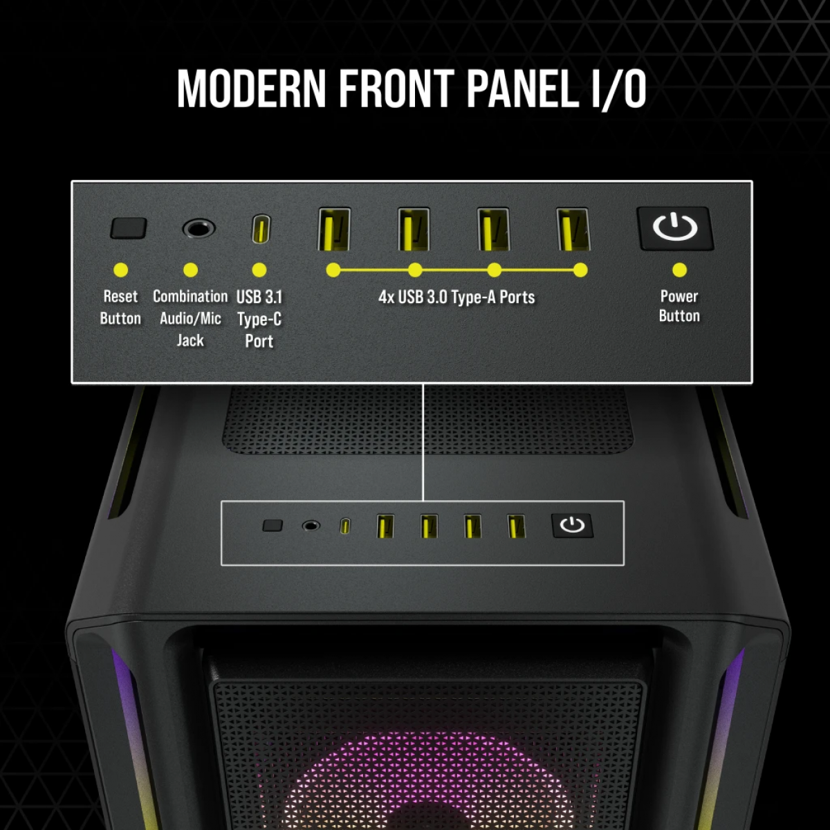 Gabinete Gamer Corsair iCUE 5000T RGB, Mid Tower, Vidro Temperado, Black, ATX, Sem Fonte, Com 3 Fans, CC-9011231-WW