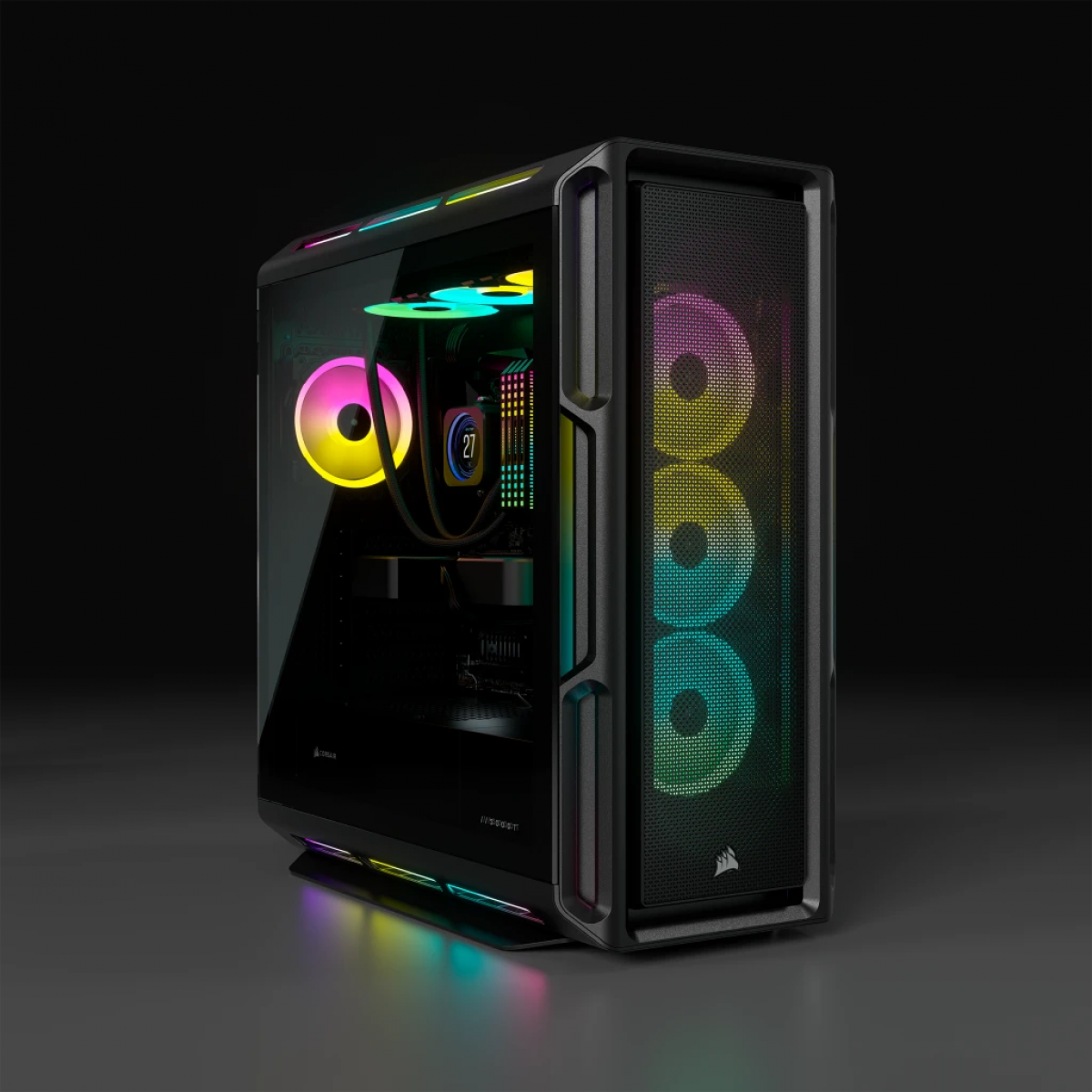 Gabinete Gamer Corsair iCUE 5000T RGB, Mid Tower, Vidro Temperado, Black, ATX, Sem Fonte, Com 3 Fans, CC-9011231-WW