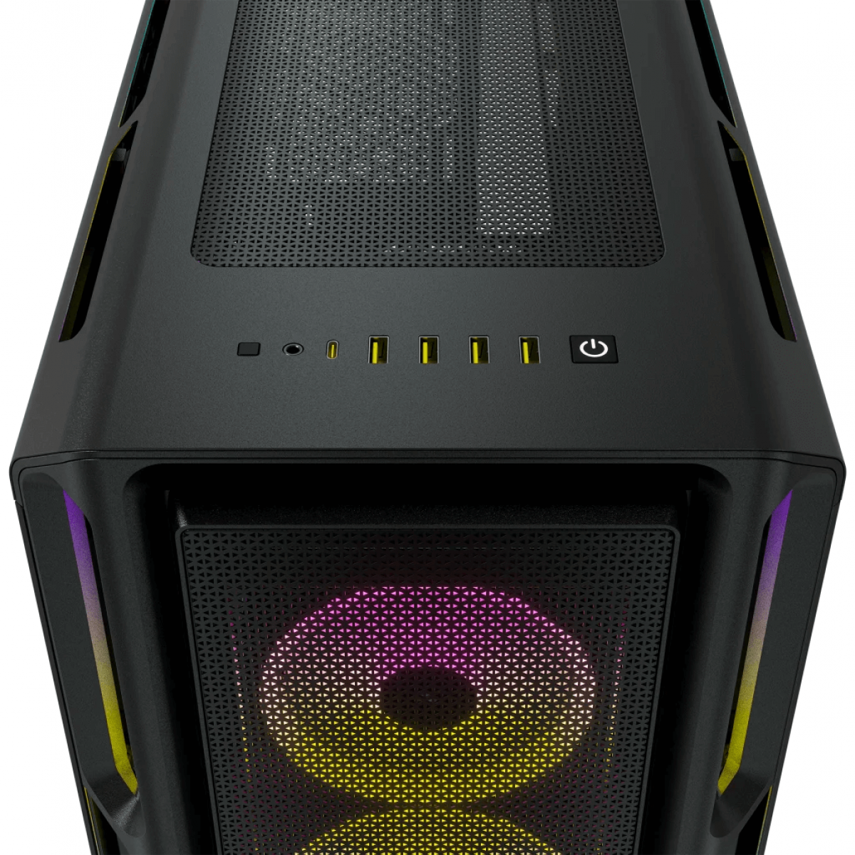 Gabinete Gamer Corsair iCUE 5000T RGB, Mid Tower, Vidro Temperado, Black, ATX, Sem Fonte, Com 3 Fans, CC-9011231-WW