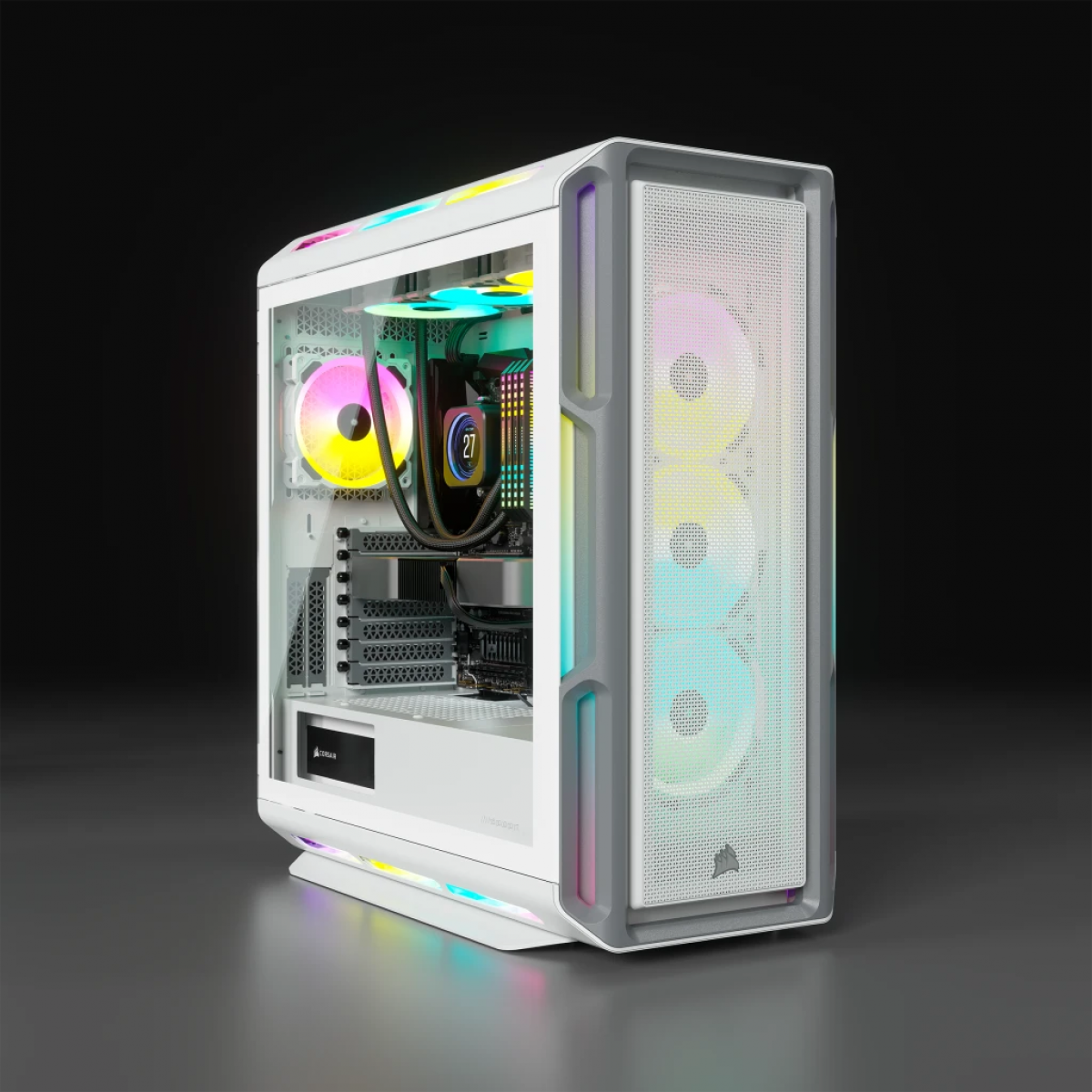 Gabinete Gamer Corsair iCUE 5000T RGB, Mid Tower, Vidro Temperado, White, ATX, Sem Fonte, Com 3 Fans, CC-9011231-WW