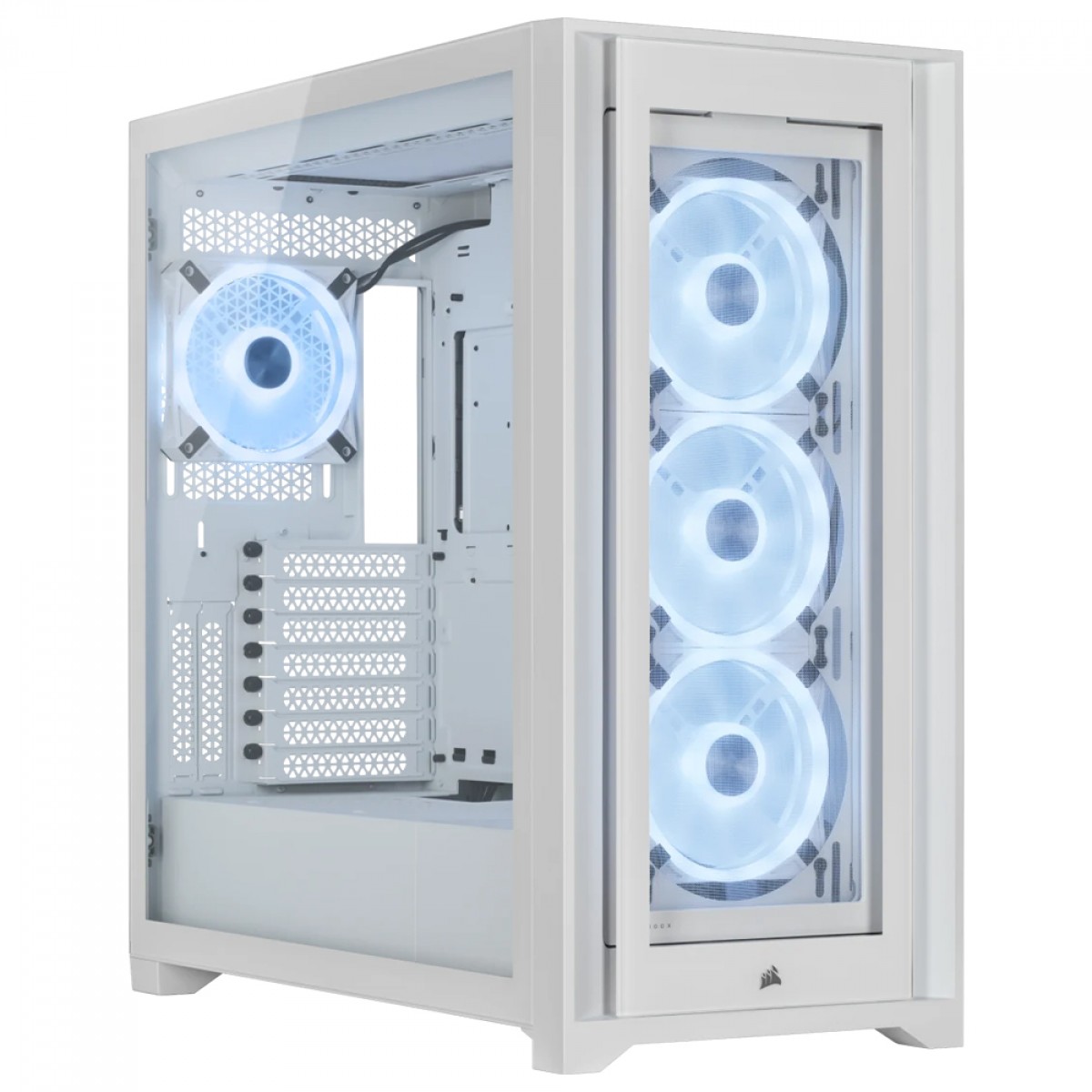 Gabinete Gamer Corsair iCUE 5000X QL Edition, RGB, Mid Tower, Vidro Temperado, EATX, Sem Fonte, Com 4 Fans, Branco, CC-9011233-WW