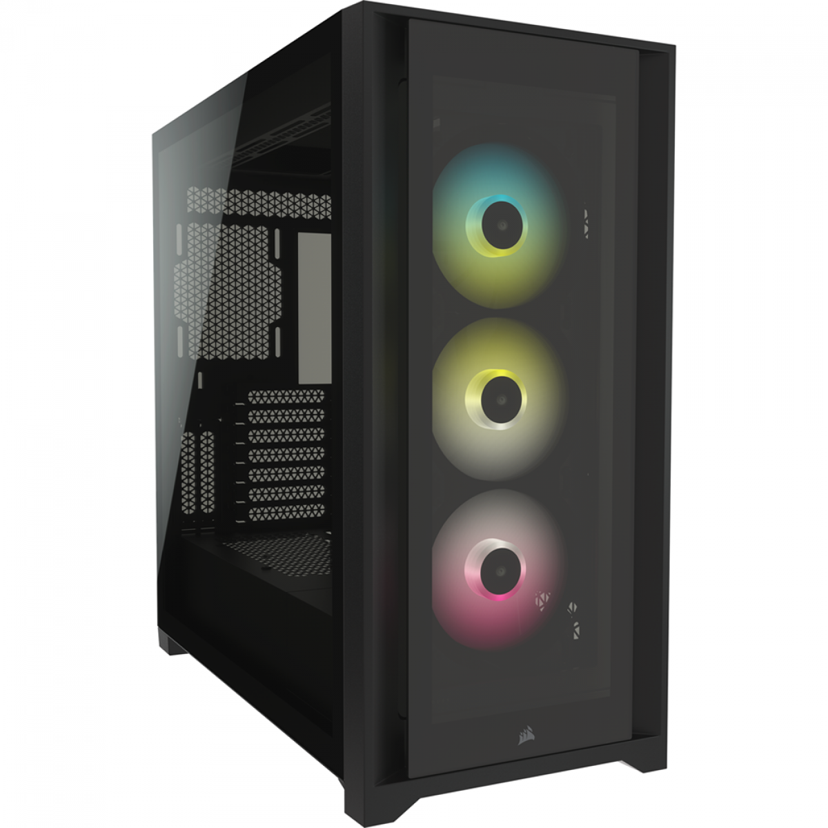 Gabinete Gamer Corsair iCUE 5000X RGB, Mid Tower, Vidro Temperado, Black, ATX, Sem Fonte, Com 3 Fans, CC-9011212-WW