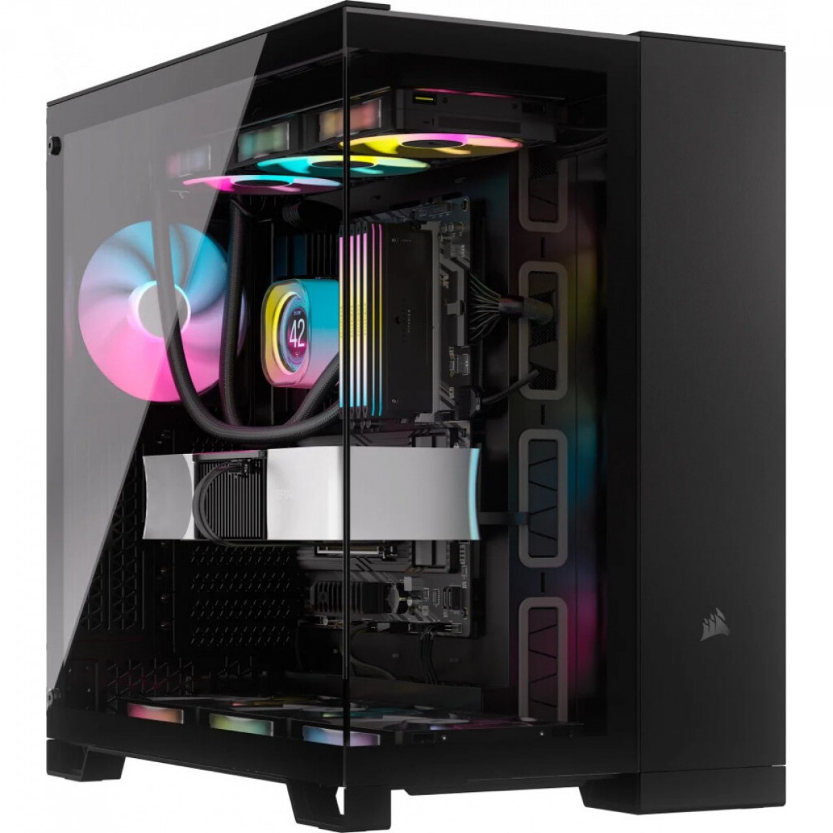 Gabinete Gamer Corsair iCUE LINK 6500X, Mid Tower, Vidro Temperado, E-ATX, Black, Sem Fonte, Com 3 Fans RGB, CC-9011269-WW