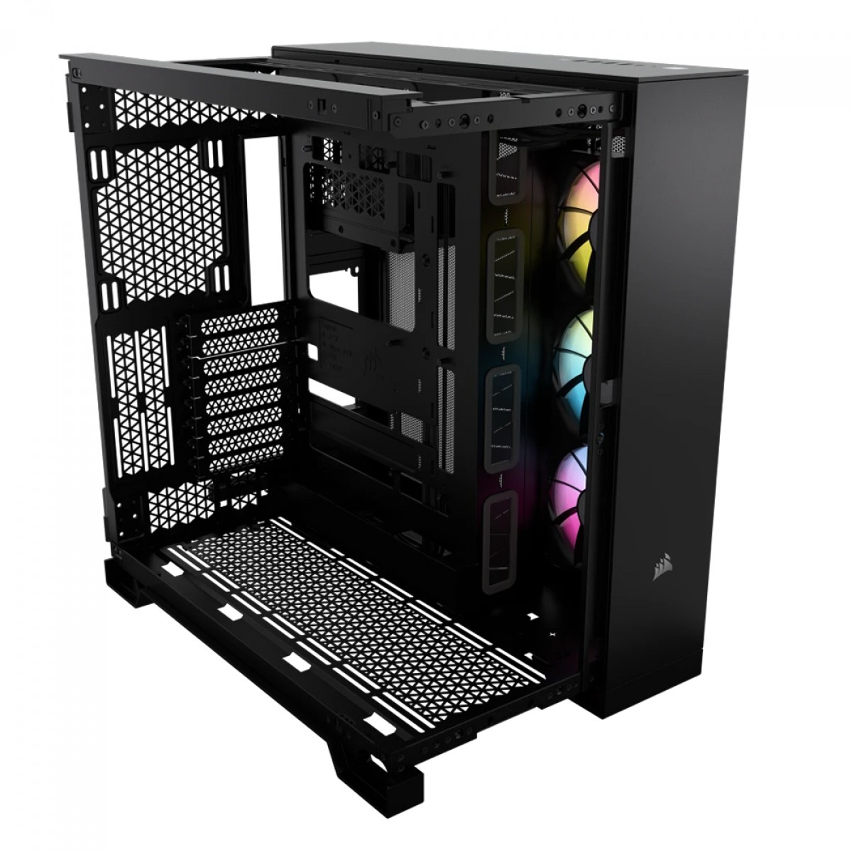 Gabinete Gamer Corsair iCUE LINK 6500X, Mid Tower, Vidro Temperado, E-ATX, Black, Sem Fonte, Com 3 Fans RGB, CC-9011269-WW