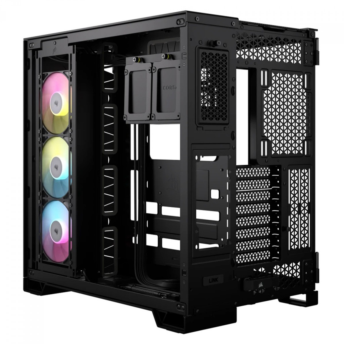 Gabinete Gamer Corsair iCUE LINK 6500X, Mid Tower, Vidro Temperado, E-ATX, Black, Sem Fonte, Com 3 Fans RGB, CC-9011269-WW