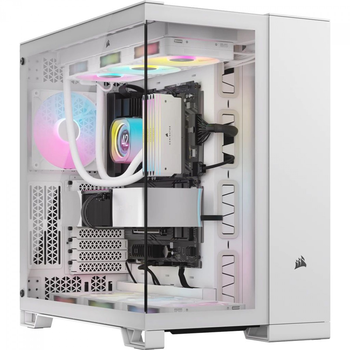 Gabinete Gamer Corsair iCUE LINK 6500X, Mid Tower, Vidro Temperado, E-ATX, White, Sem Fonte, Com 3 Fans RGB, CC-9011270-WW