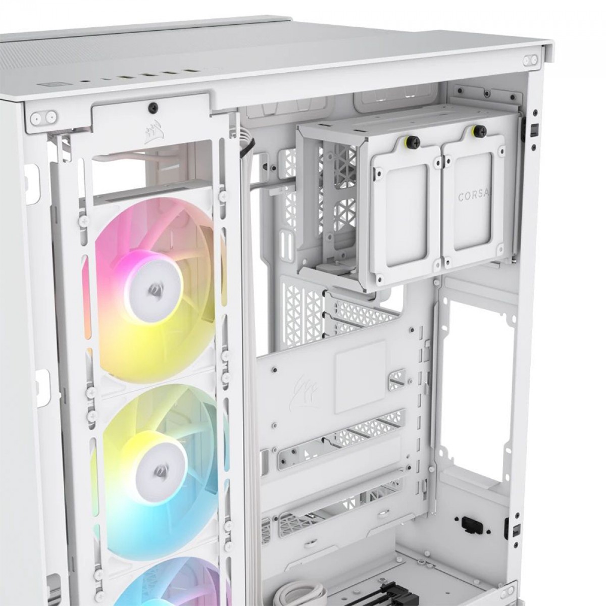 Gabinete Gamer Corsair iCUE LINK 6500X, Mid Tower, Vidro Temperado, E-ATX, White, Sem Fonte, Com 3 Fans RGB, CC-9011270-WW