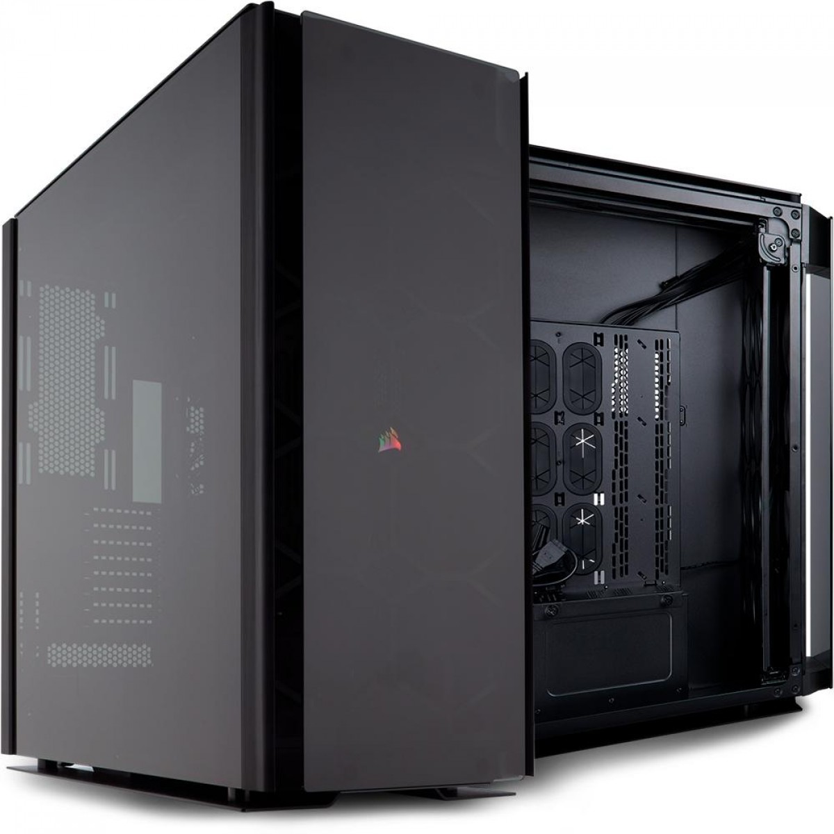 Gabinete Gamer Corsair Obsidian Series 1000D, RGB, Super Tower, Vidro temperado, Black, Sem Fonte, Sem Fan, CC-9011148-WW