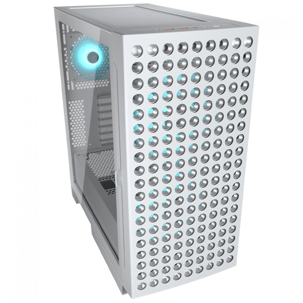 Gabinete Gamer Cougar Airface ECO RGB, Mid Tower, Vidro Temperado, E-ATX, Sem Fonte, Com 3 Fans, Branco, 385YA20.0002
