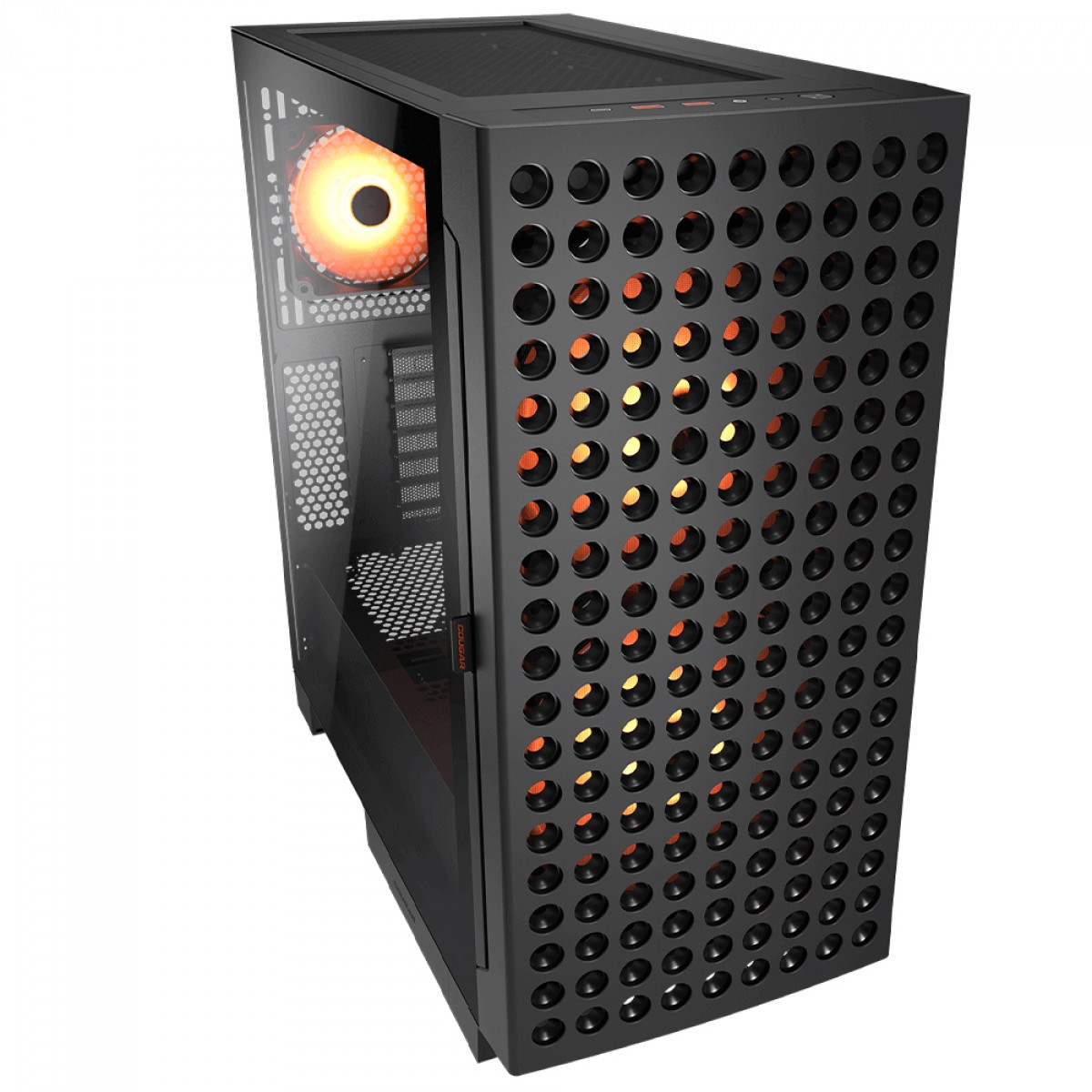 Gabinete Gamer Cougar Airface ECO RGB, Mid Tower, Vidro Temperado, E-ATX, Sem Fonte, Com 3 Fans, Preto, 385YA20.0001