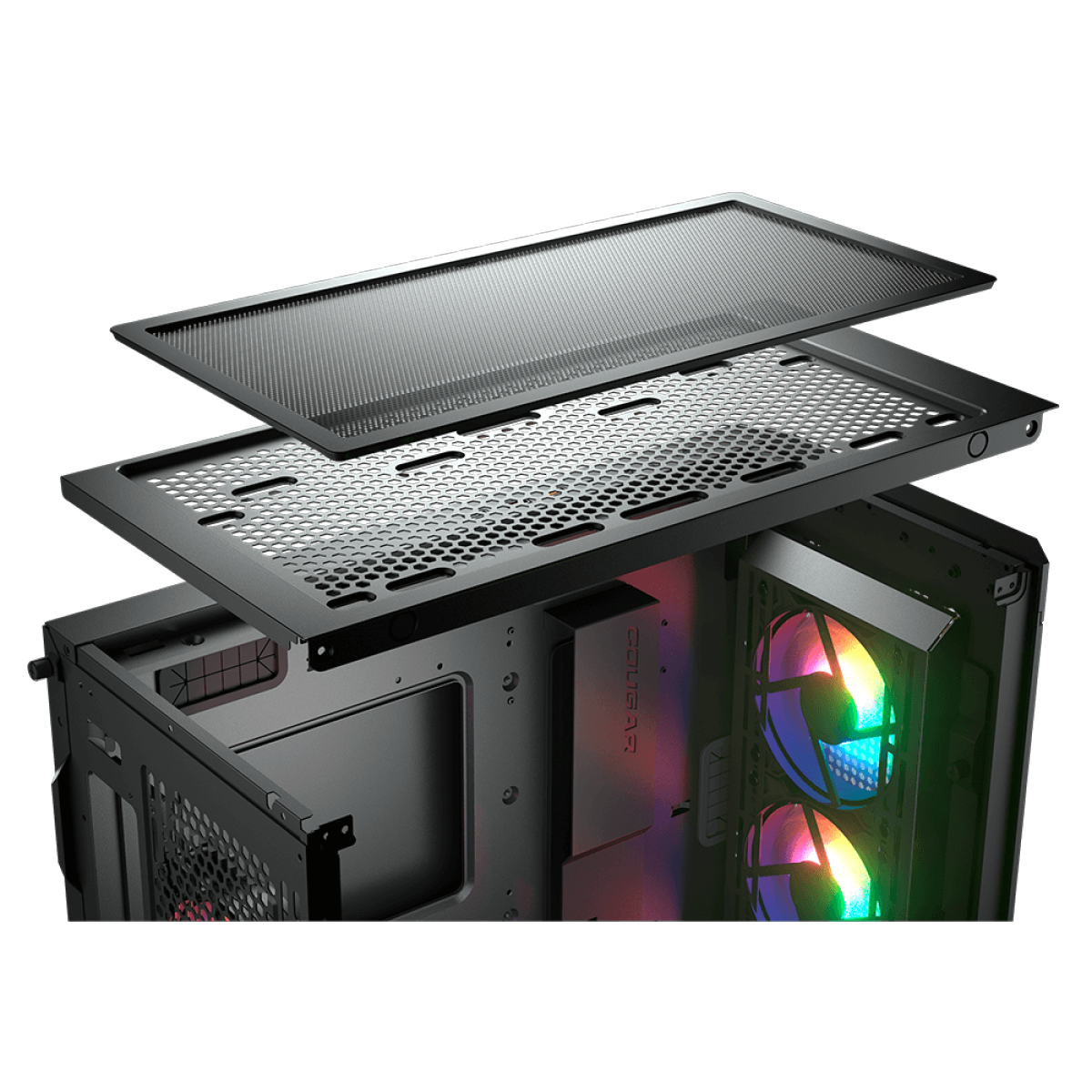 Gabinete Gamer Cougar Airface PRO RGB, Mid Tower, Vidro Temperado, E-ATX, Black, Sem Fonte, Com 4 Fans, 385AD10.0003