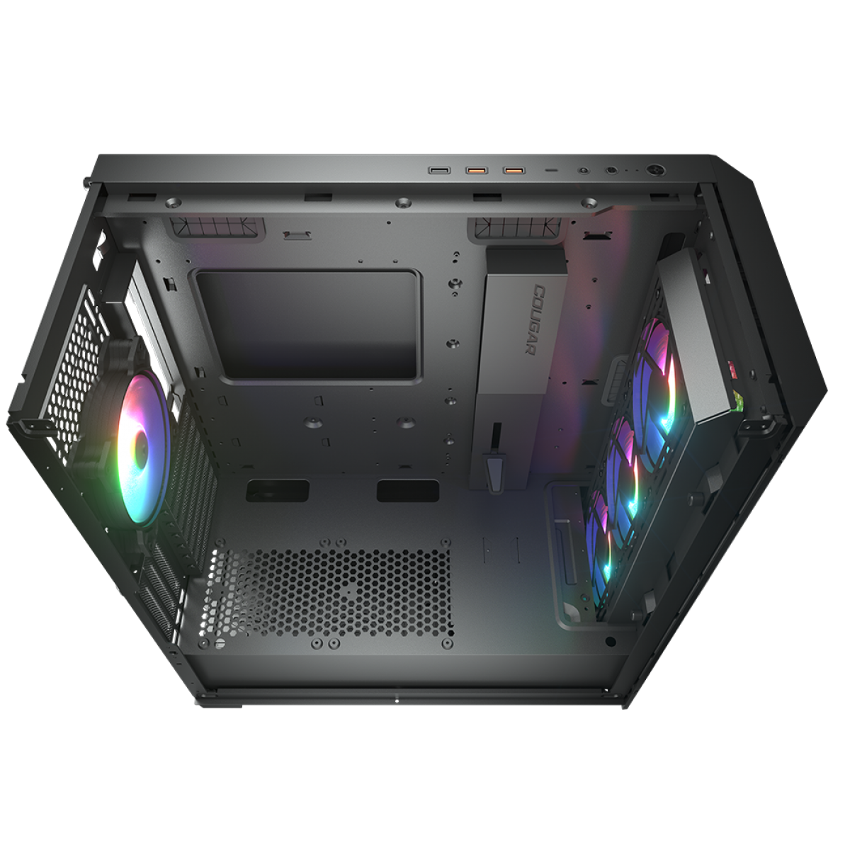 Gabinete Gamer Cougar Airface PRO RGB, Mid Tower, Vidro Temperado, E-ATX, Black, Sem Fonte, Com 4 Fans, 385AD10.0003