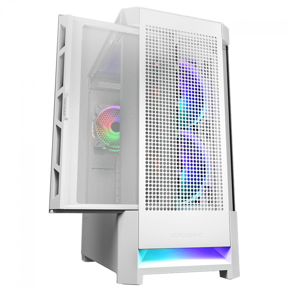 Gabinete Gamer Cougar Airface RGB White, Mid Tower, Vidro Temperado, ATX, Com 3 Fans, Branco, 385ZD10.0005